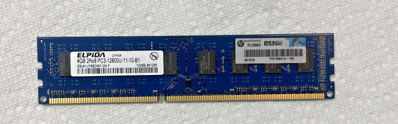 ELPIDA 4GB  EBJ41UF8BDW0-GN-F  2RX8 PC3-12800U-11-   HP-655410-150