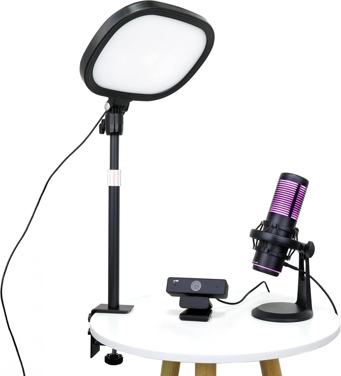 3pc Live Video Streaming Kit (Deluxe) - 2k 60 FPS Webcam, Microphone, Flat Light