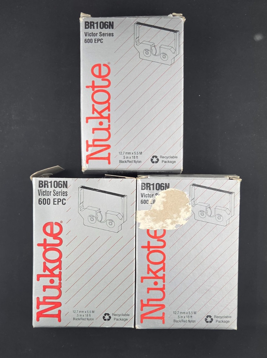 NEW 4 Pack Nu-Kote BR106N Victor series 600 EPC Black & Red Nylon Ribbon