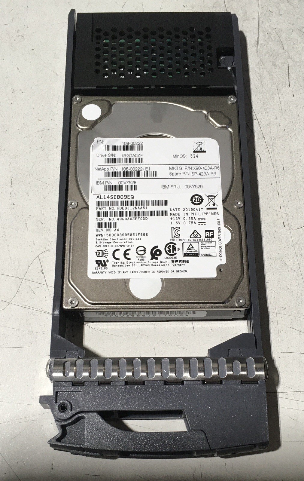 IBM AL14SEB09EQ 900GB 2.5" 6Gb/s 10K RPM SAS Hard Drive w/ caddy