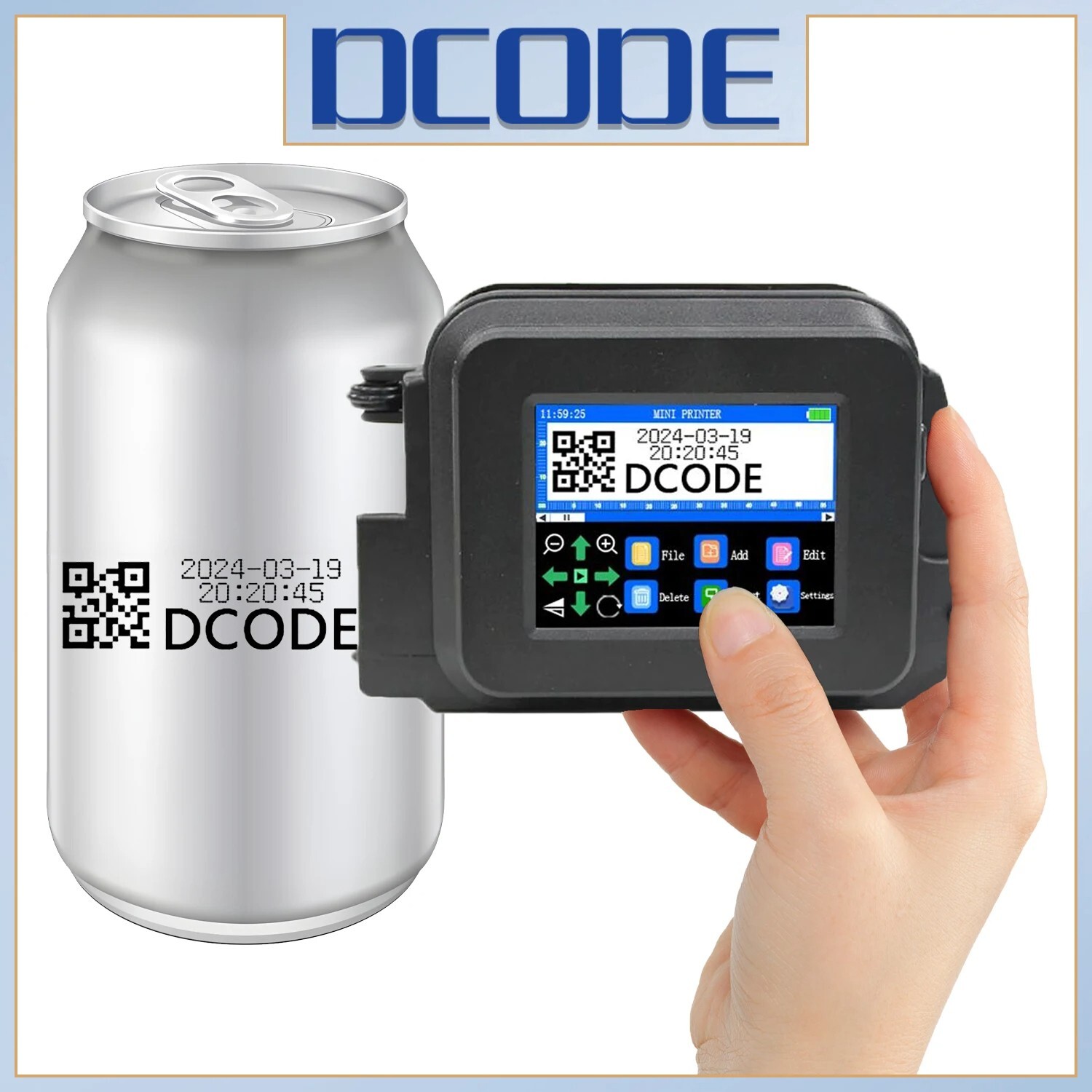 DCODE XMINI 12.7mm Portable Mini Printer Handheld Inkjet Printer Text QR Barcode
