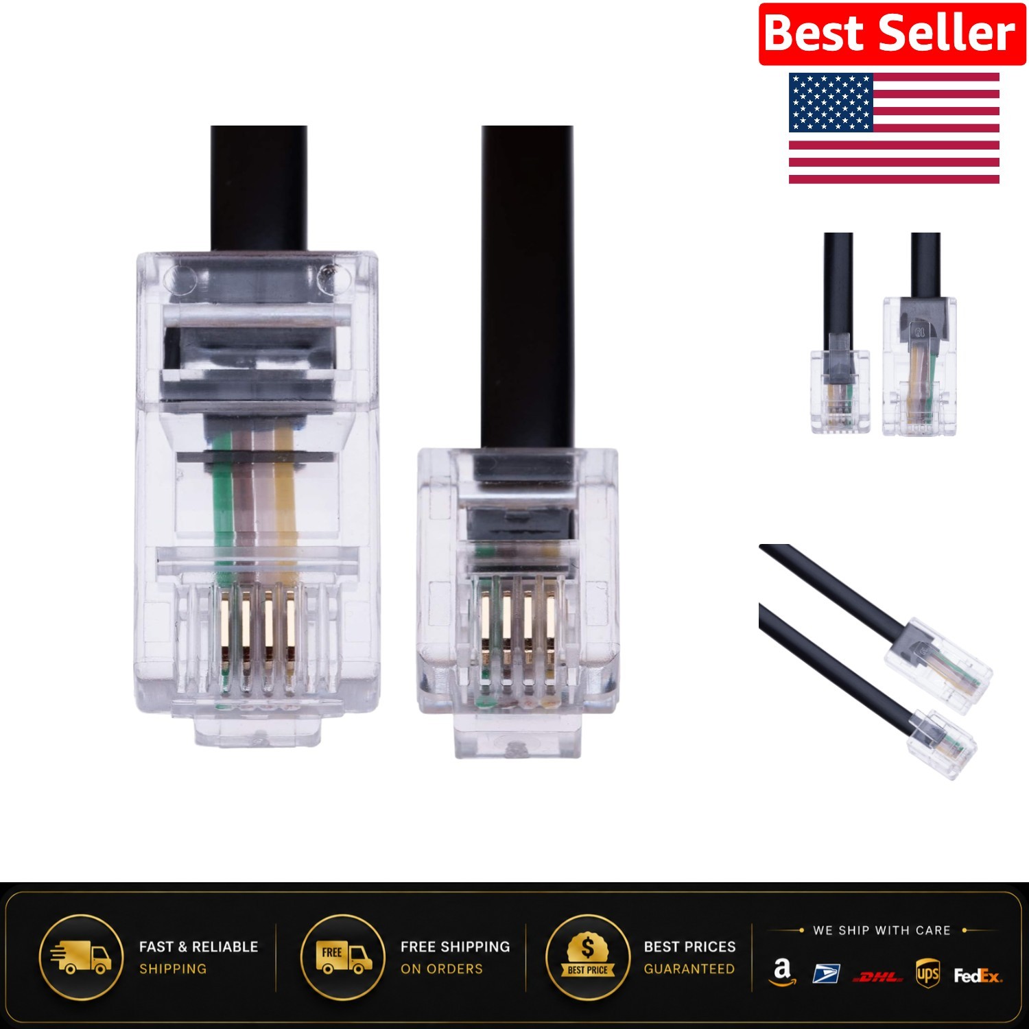 2m RJ11 to RJ45 Telephone Cord - Reliable Connection for Home & Office