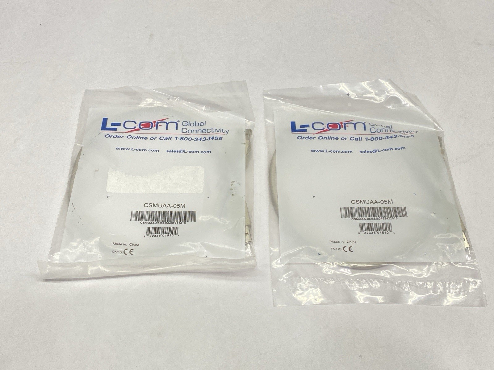 L-Com CSMUAA-05M USB Cable USB A - USB A 0.5m LOT OF 2