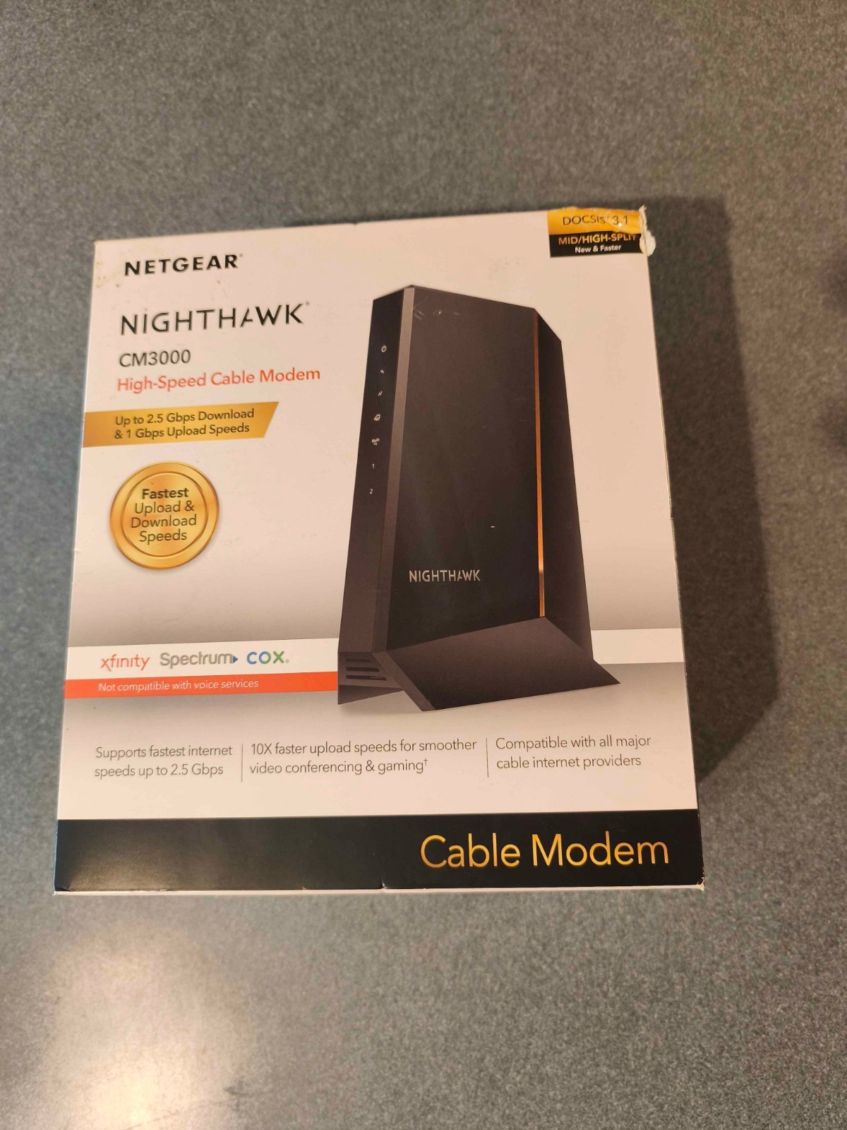 NETGEAR Nighthawk CM3000 DOCSIS 3.1 Multi-Gig 2.5GbE Cable Modem Black