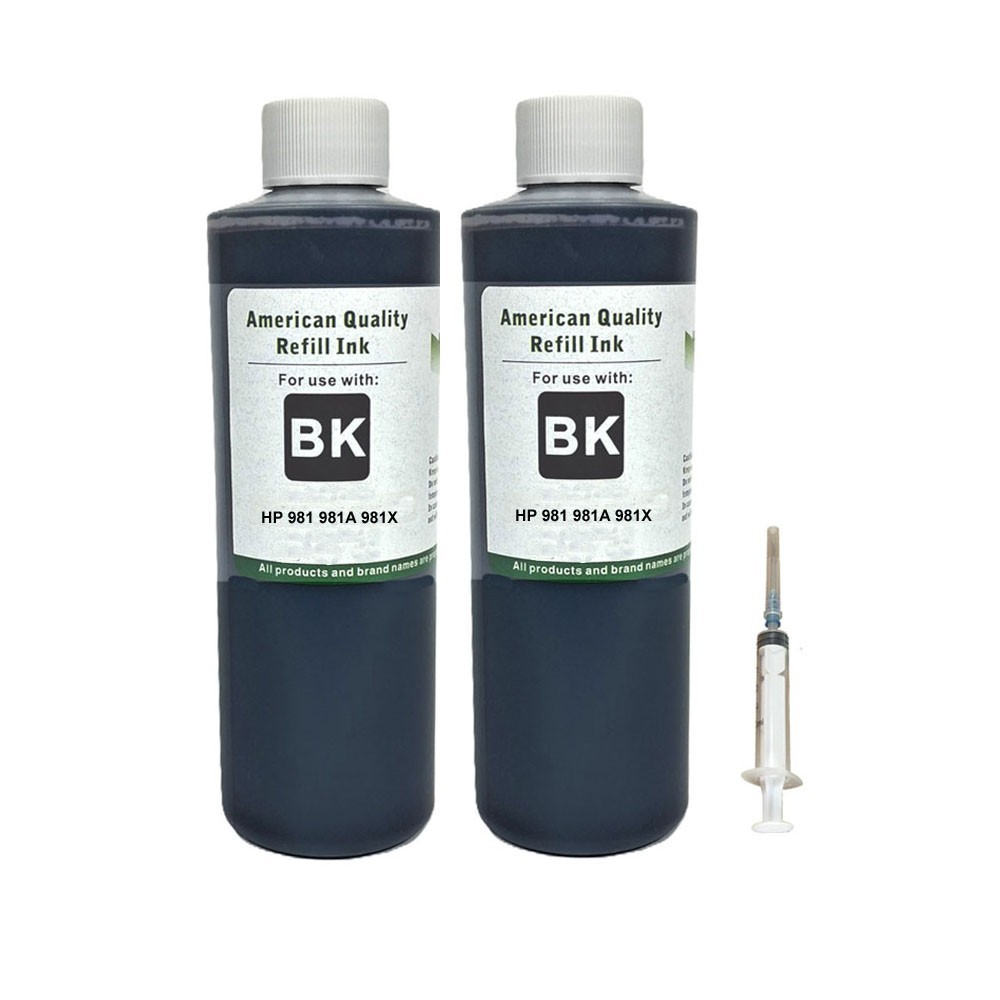 Refill Ink Kit Black Pigment Ink for HP 981 981A 981X-Premium Ink Refill 2X250ml