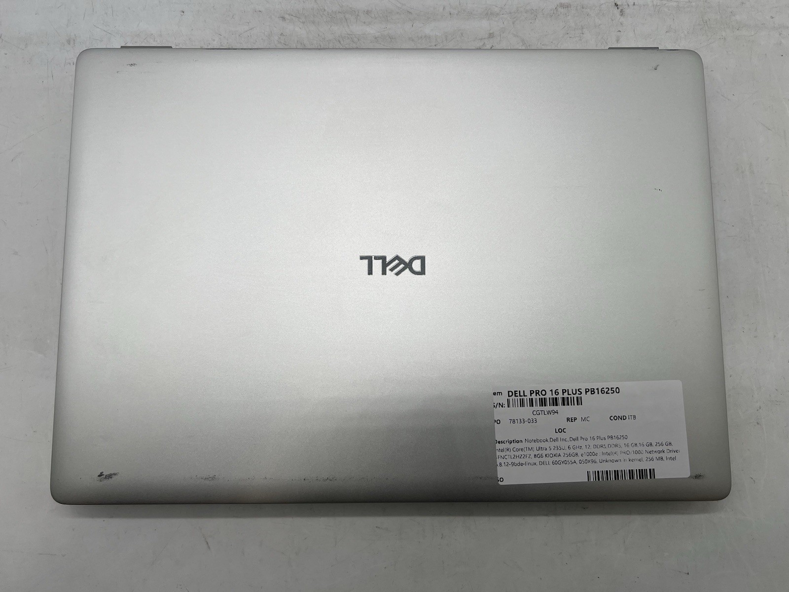 Dell Pro 16 Plus PB16250, Ultra 5 235U, 4.8GHz, 32GB RAM, 256GB NVMe-No OS/AC
