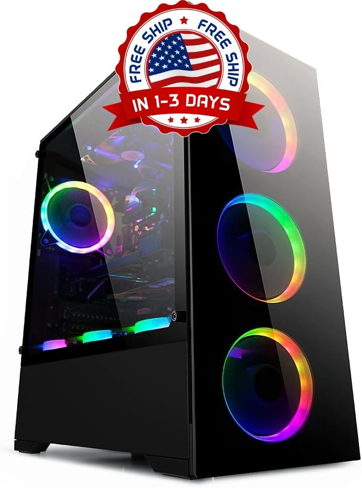 Caja de PC con paneles de vidrio templado (ventiladores vendidos por separado)