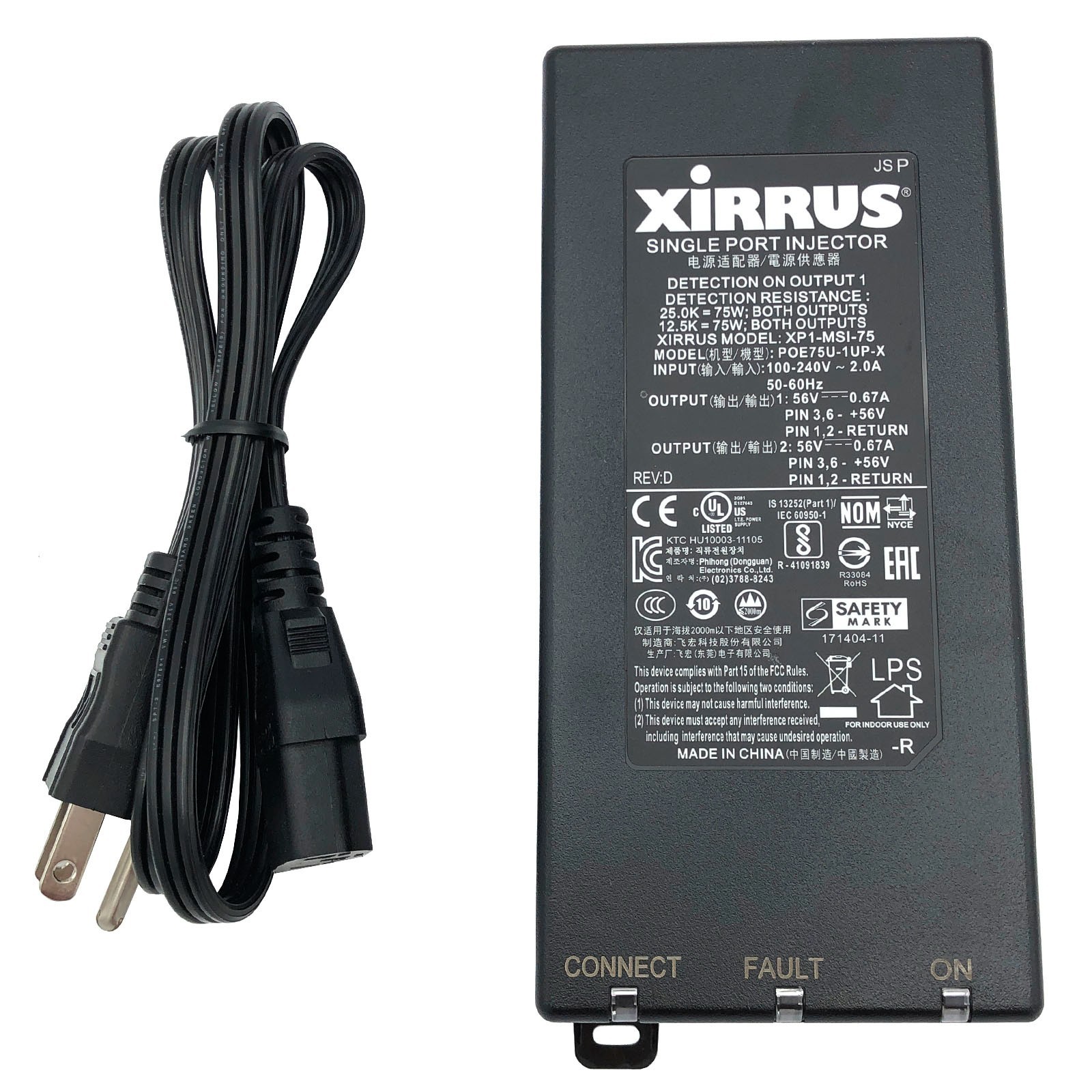 Genuine Xirrus Power Injector for PoE Access Point AIR-PWRINJ6