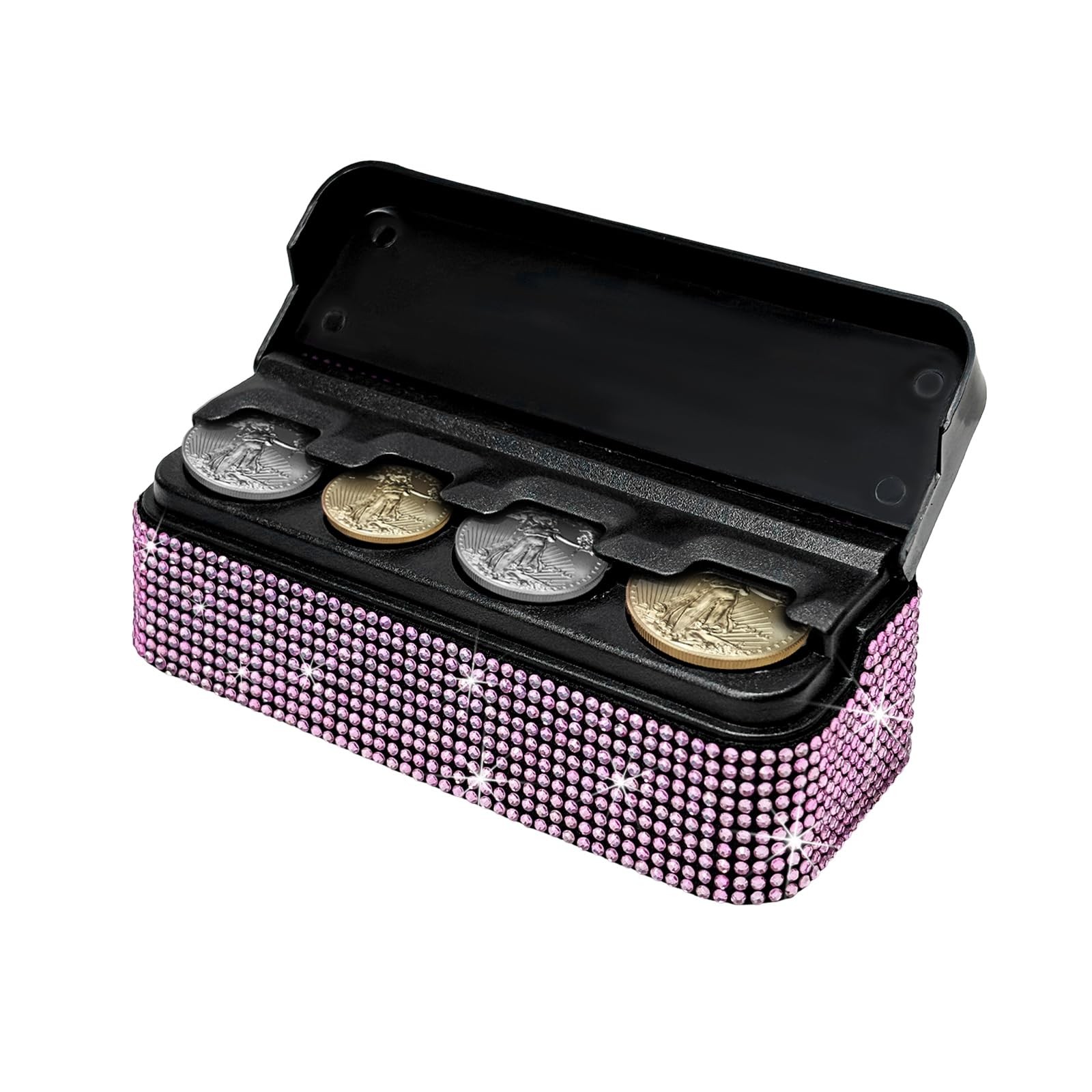 DXNQ Bling Coin Holder for Car, Sparkling Rhinestone Vehicle Coin Oraganizer ...
