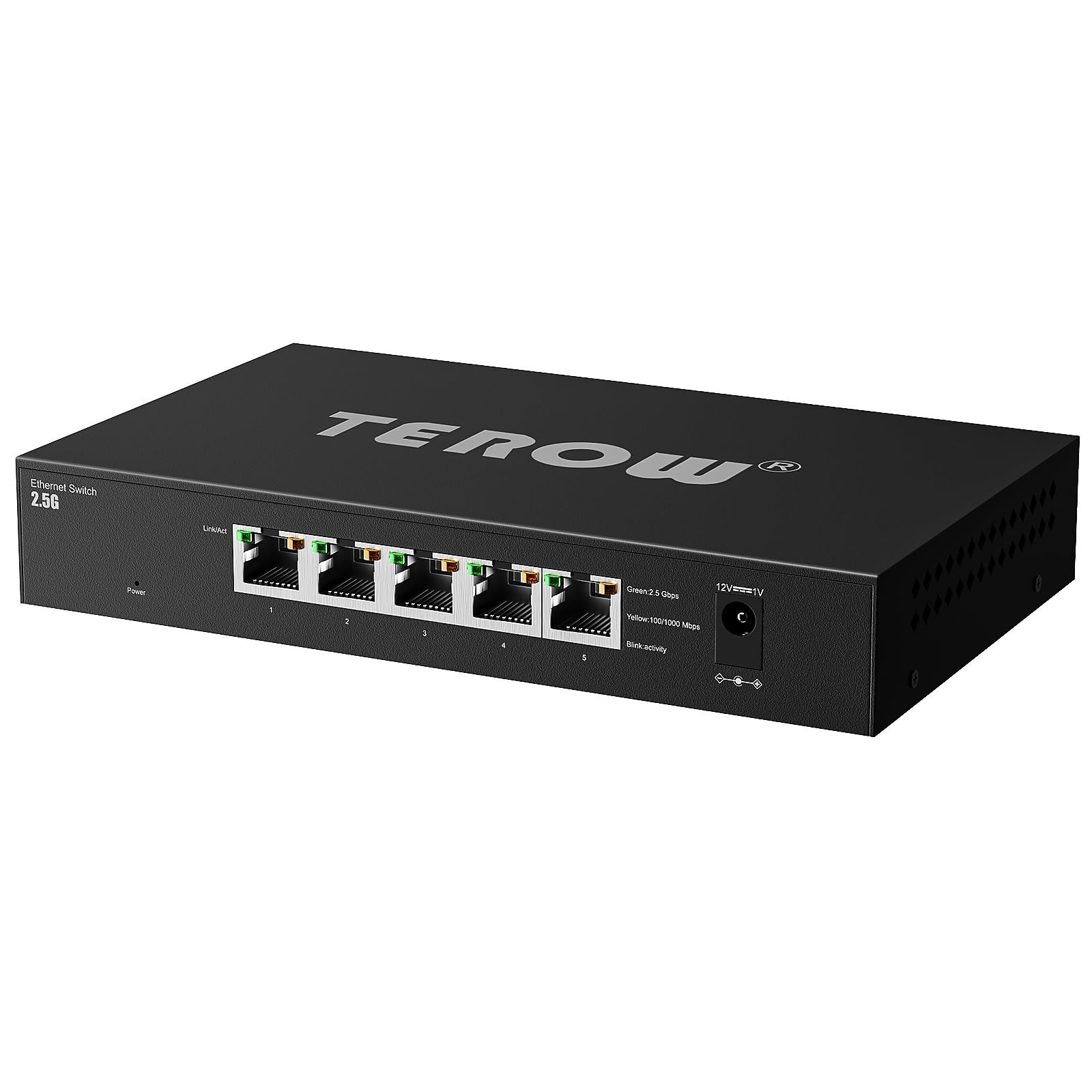 Gigabit Network Ethernet Switch Portable Plug Play Fanless 5x2.5G Port Black