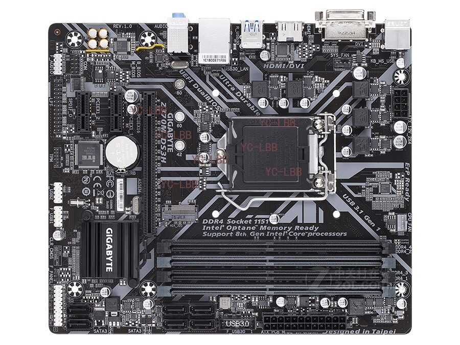 For GIGABYTE Z370M DS3H motherboard LGA1151 DDR4 64G HDMI+DVI M-ATX Tested ok