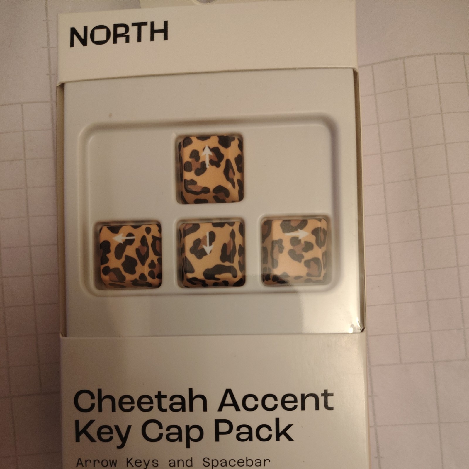 North Key Cap Pack Cheetah Accent Print Arrow Keys and Spacebar