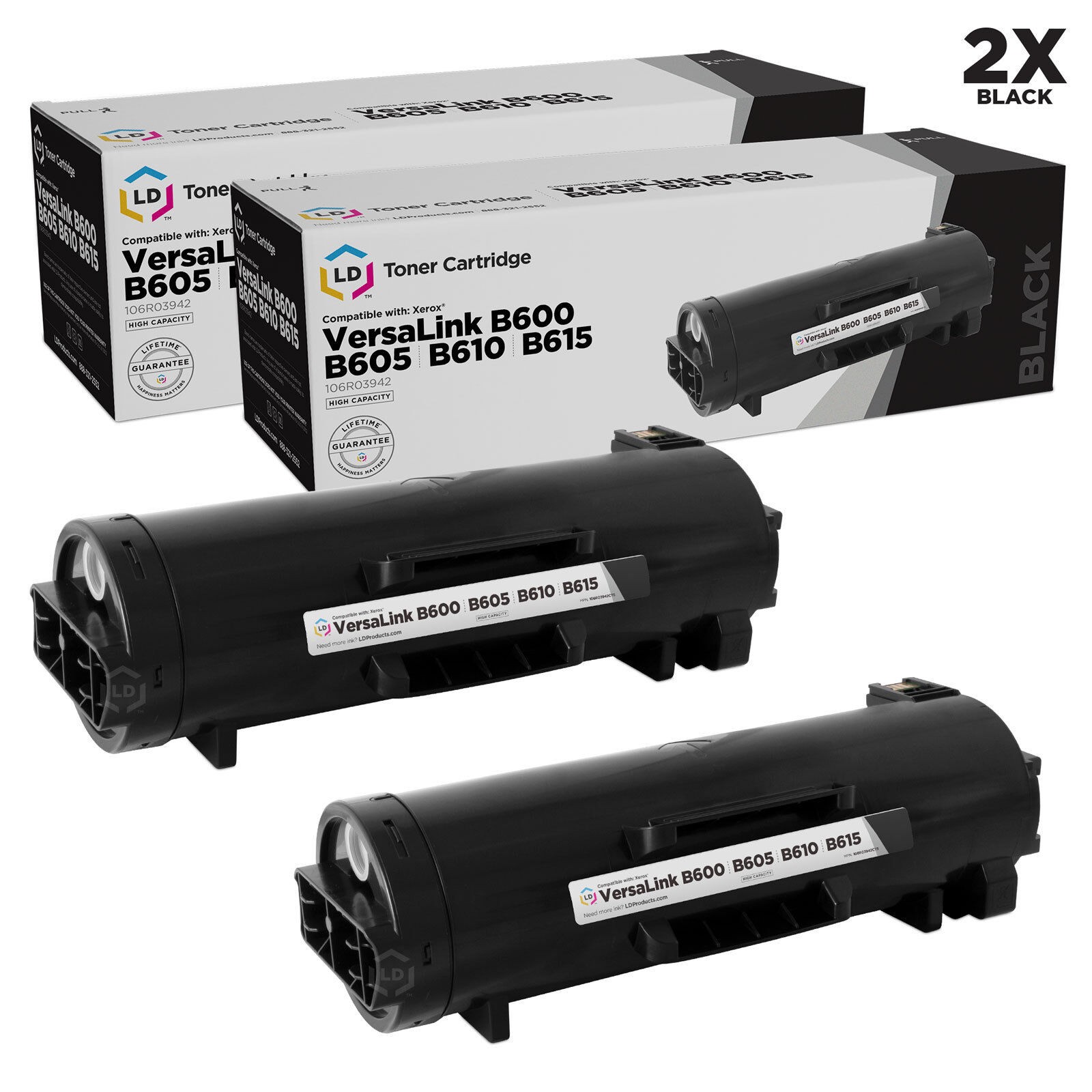 LD Compatible Xerox 106R03942 High Yield Black Toner Cartridges 2-Pack