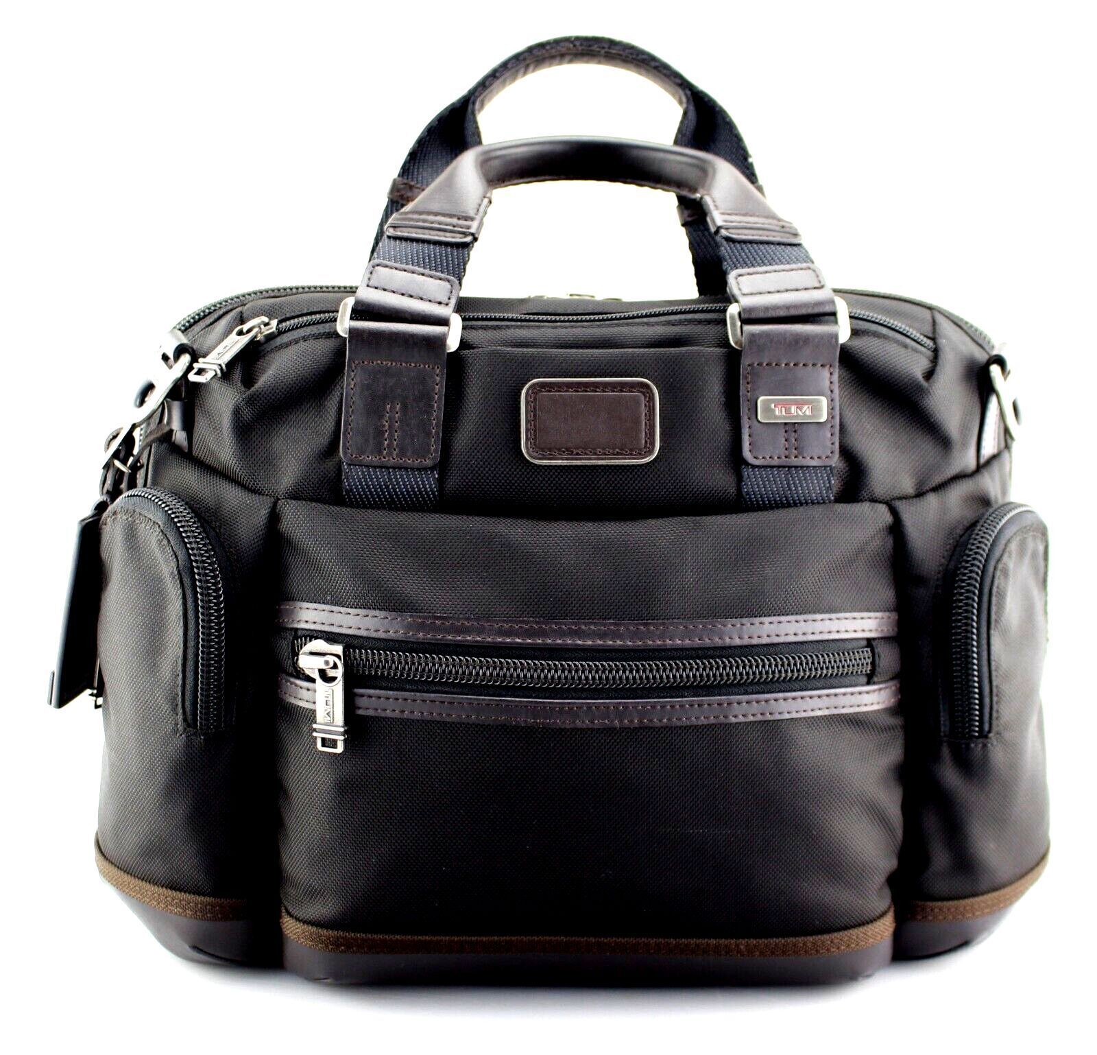 TUMI Alpha Bravo 'Brooks' Black / Brown Nylon Slim Briefcase - 222619HK2