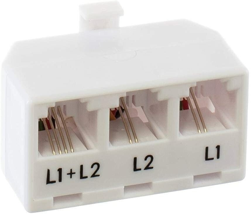 Telephone Line Splitter Adapter RJ11| Dual Line Separator 4 Conductor 2 Pack