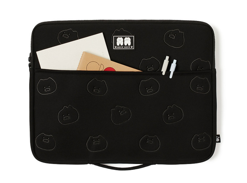 Kakao Friends Choonsik Laptop 17 Inch Pouch Case Black Soft Cover 2-Pocket