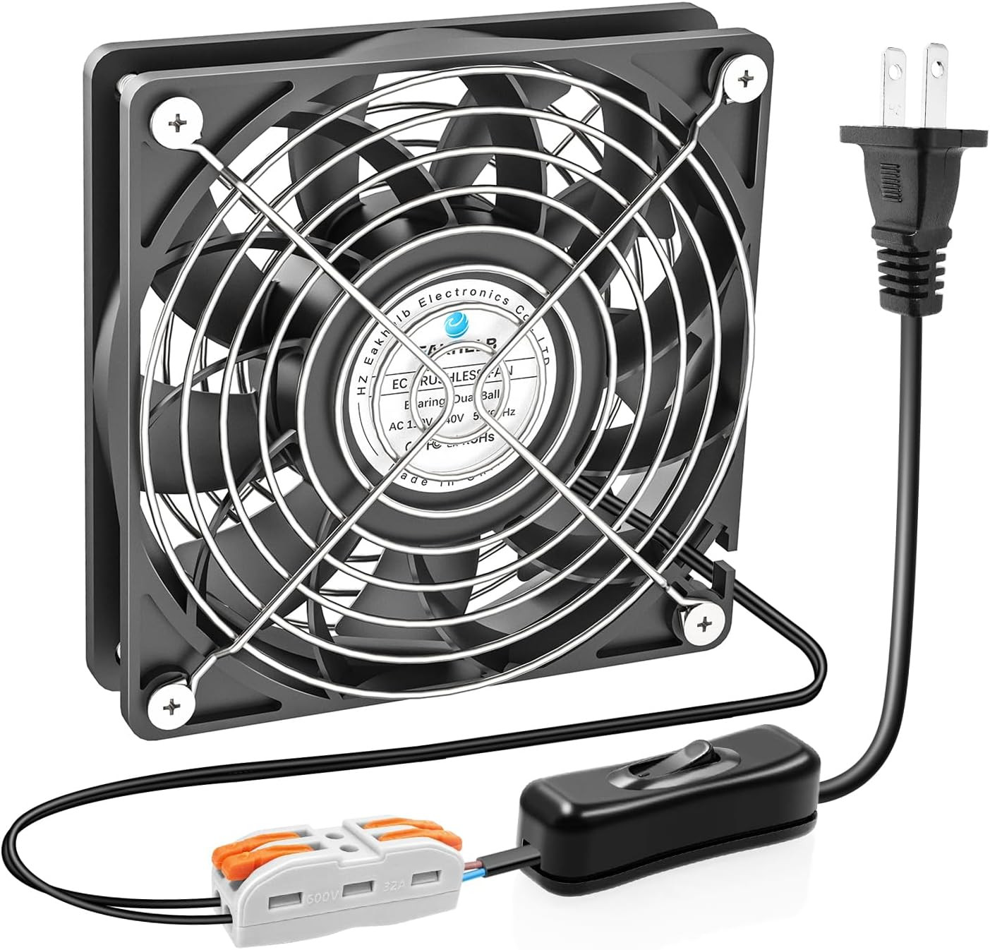 120mm Fan,120x25mm EC Brushless Cooling Fan, High Static Pressure AC 110V 120V 2