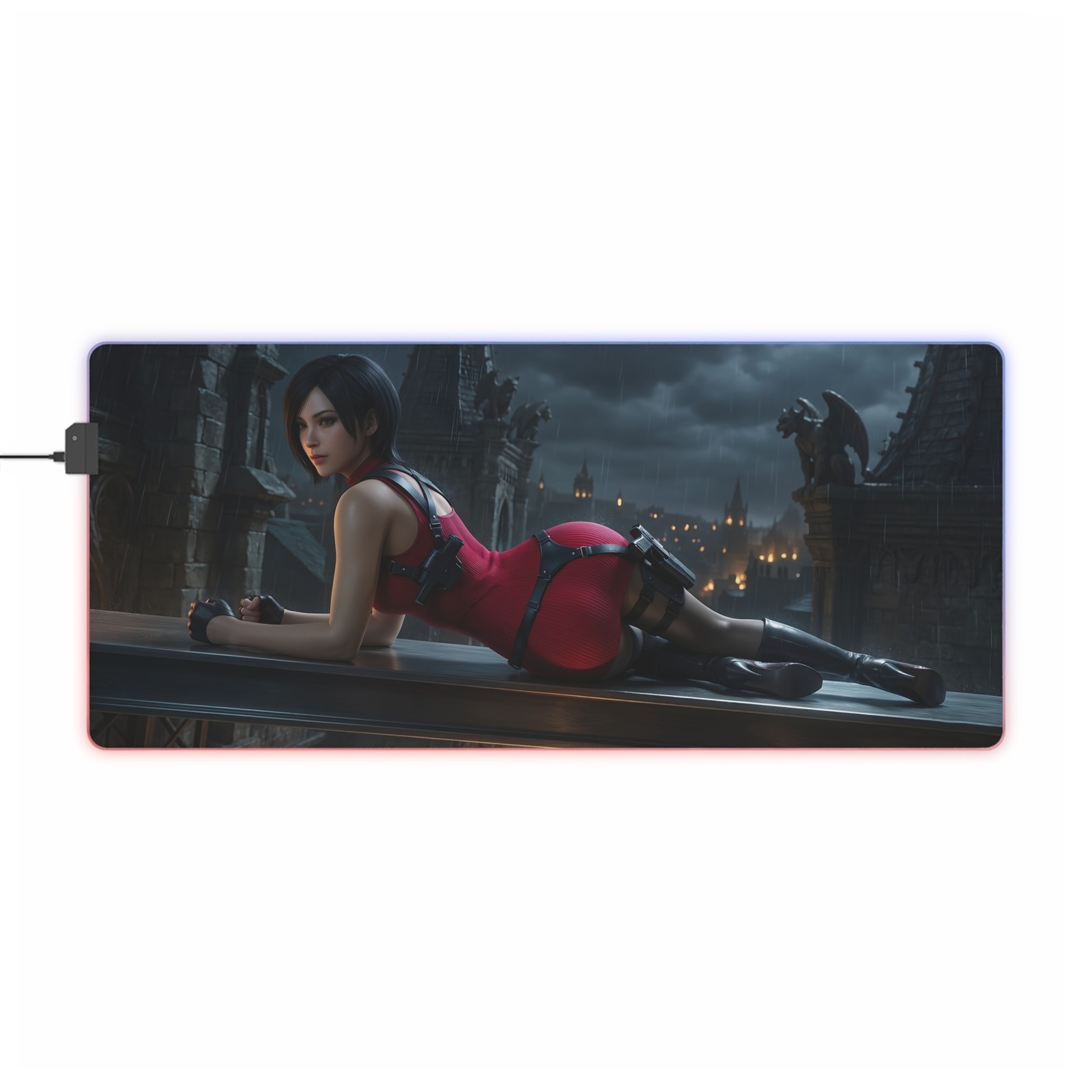 Resident Evil Mouse Pad, Ada Wong LED RGB Desk Mat, Gift for Gamer, Room Decor