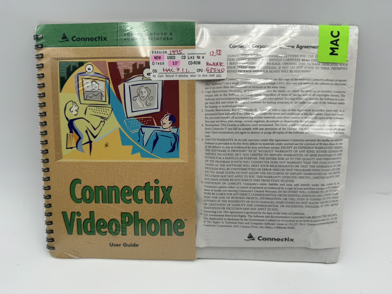Vintage Connectix VideoPhone User Guide & Floppy Discs Macintosh