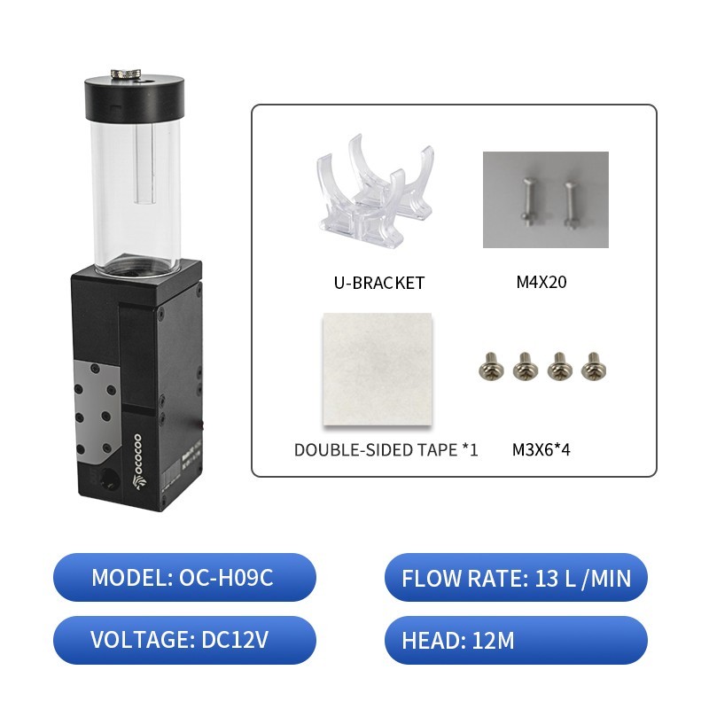 OC-H09C Dual Water Cooling Pump 12m Lift PWM Pump Reservoir Combo for Gaming PC