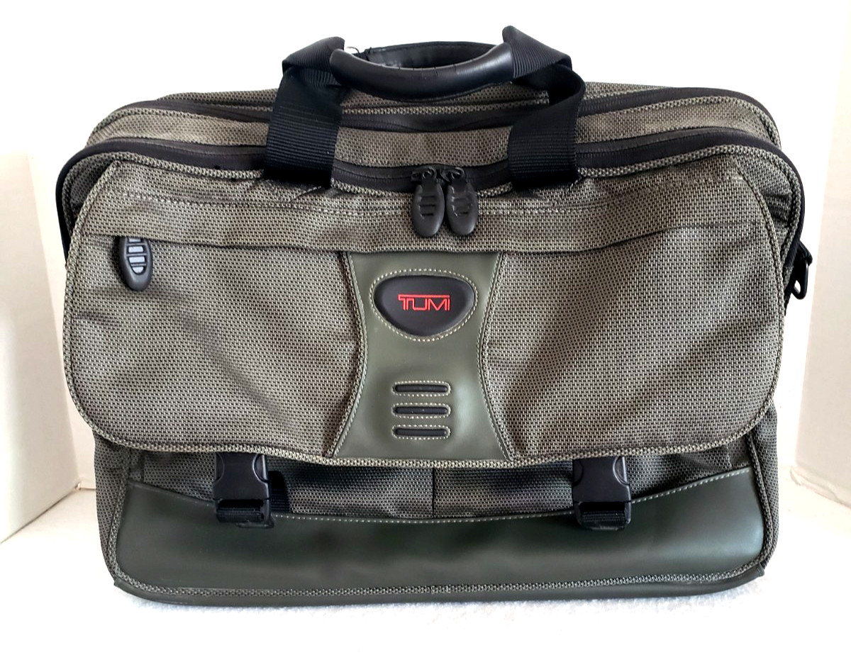 TUMI T-Tech Black & Gray Expandable Laptop Briefcase Messenger Bag 564G
