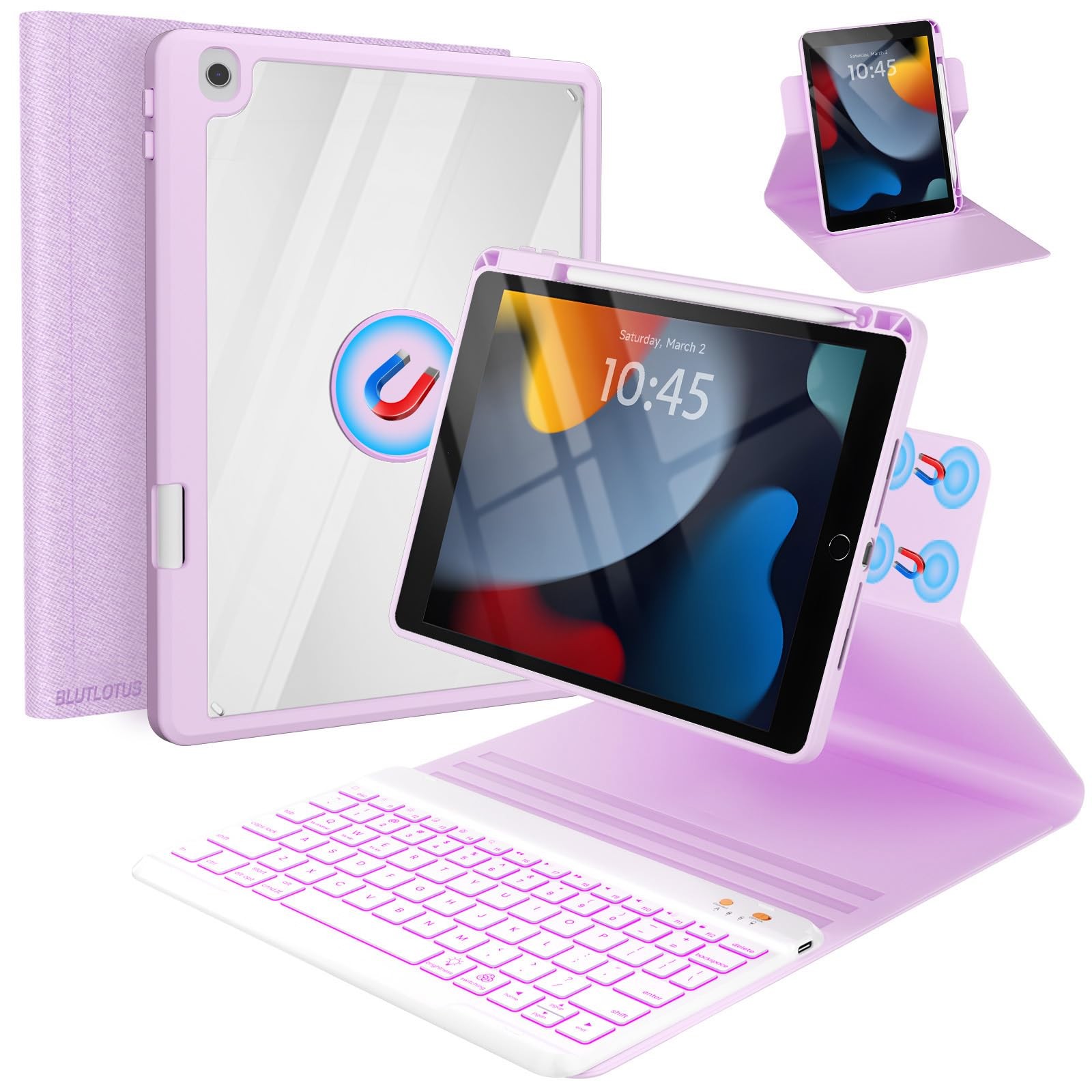 BLUTLOTUS 360 Rotatable Keyboard Case for iPad 10.2" 7th/8th/9th Gen