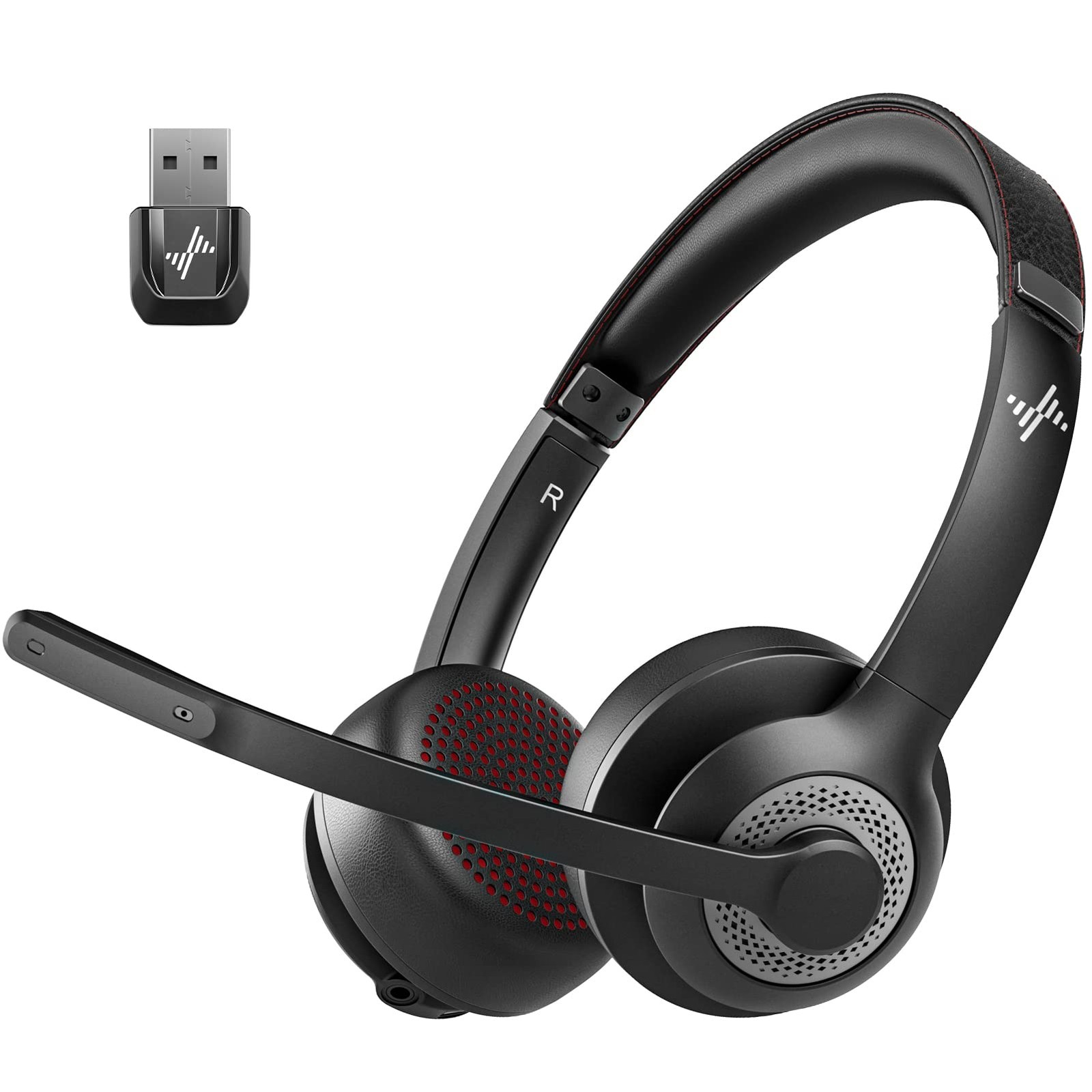JIAMQISHI Wireless Headset with Mic for Work, Bluetooth V5.2 Headphones with ...