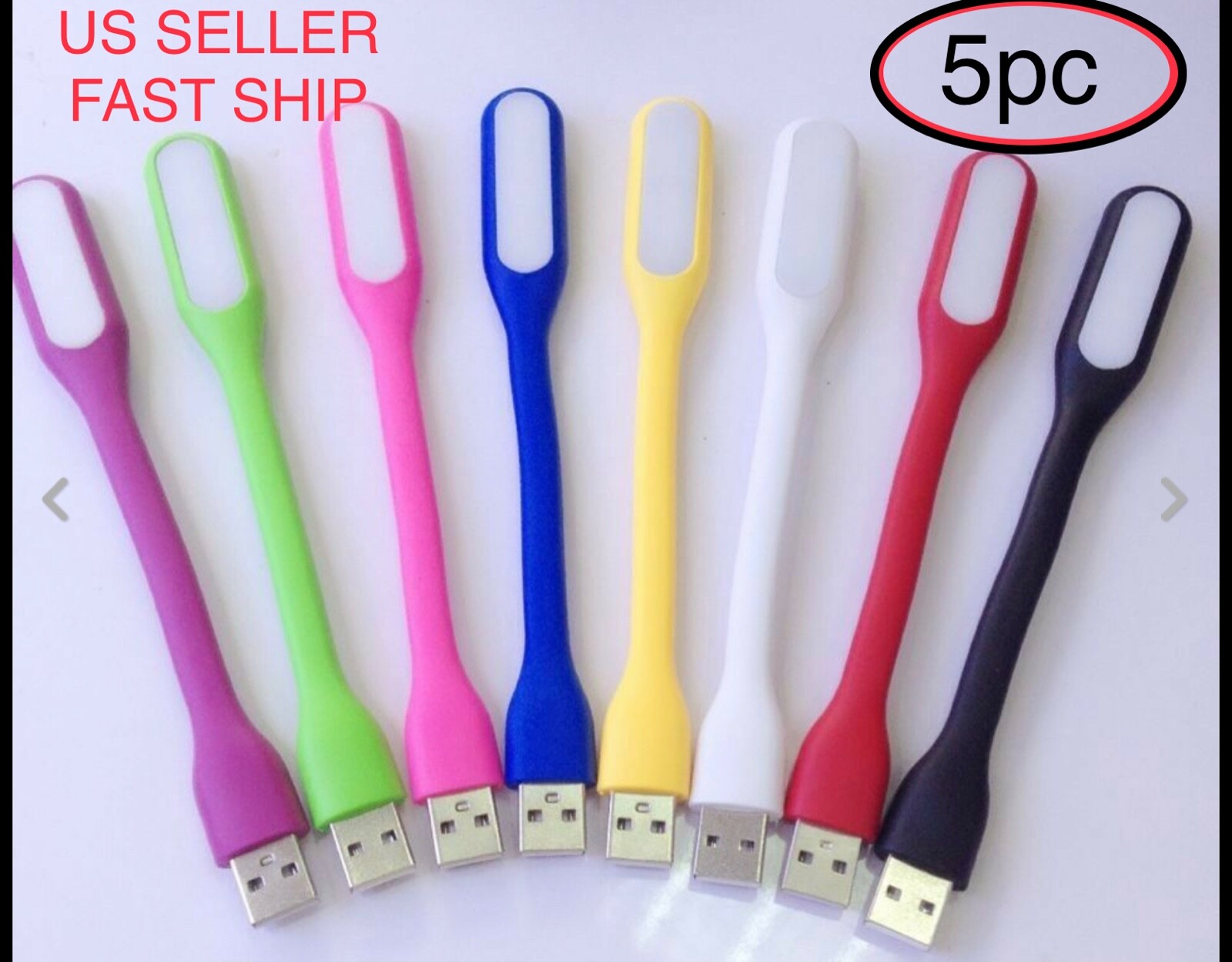 5 PCS Flexible Bright Mini USB LED Light Lamp for Notebook Laptop Desk Reading