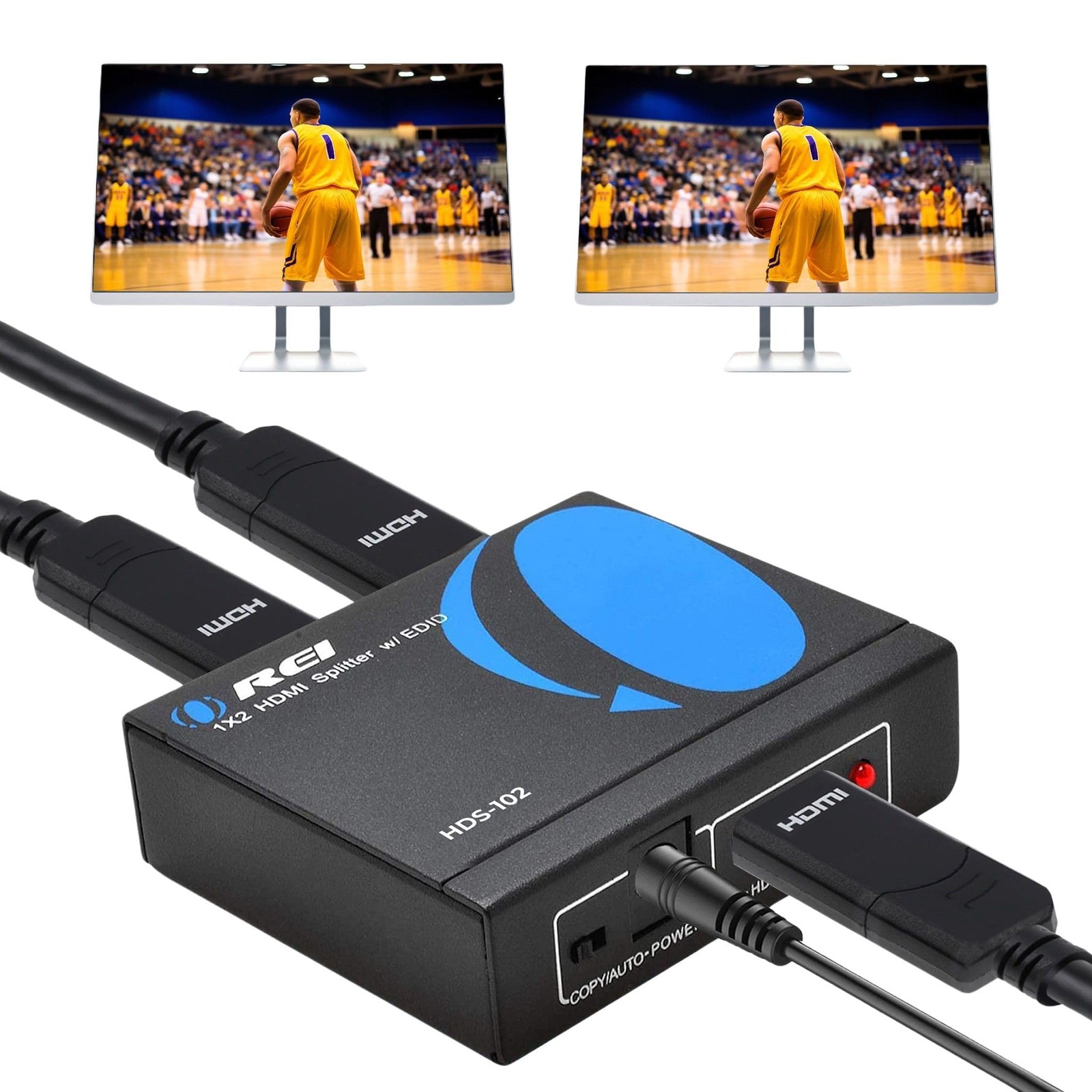 OREI HDMI Splitter 1 in 2 out - Ultra HD 4K @ 30Hz, HDCP, 3D & 1x2, black 