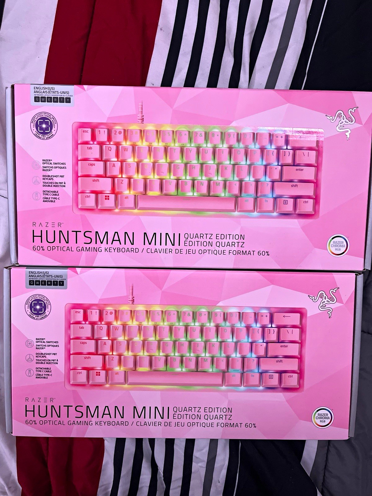 Razer Huntsman Mini Quartz Edition 60% Optical Illuminated Gaming Keyboard Pink