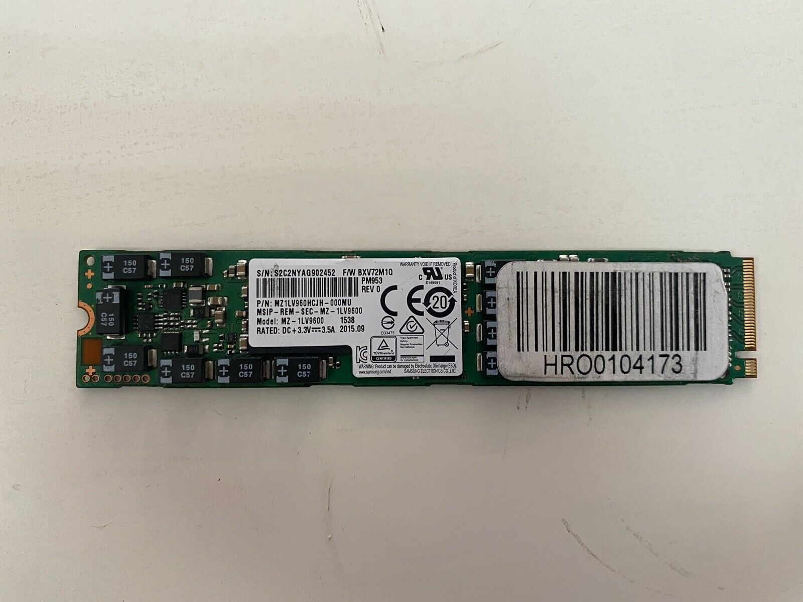SAMSUNG PM953 960GB M.2 PCIe SSD NVMe mixed