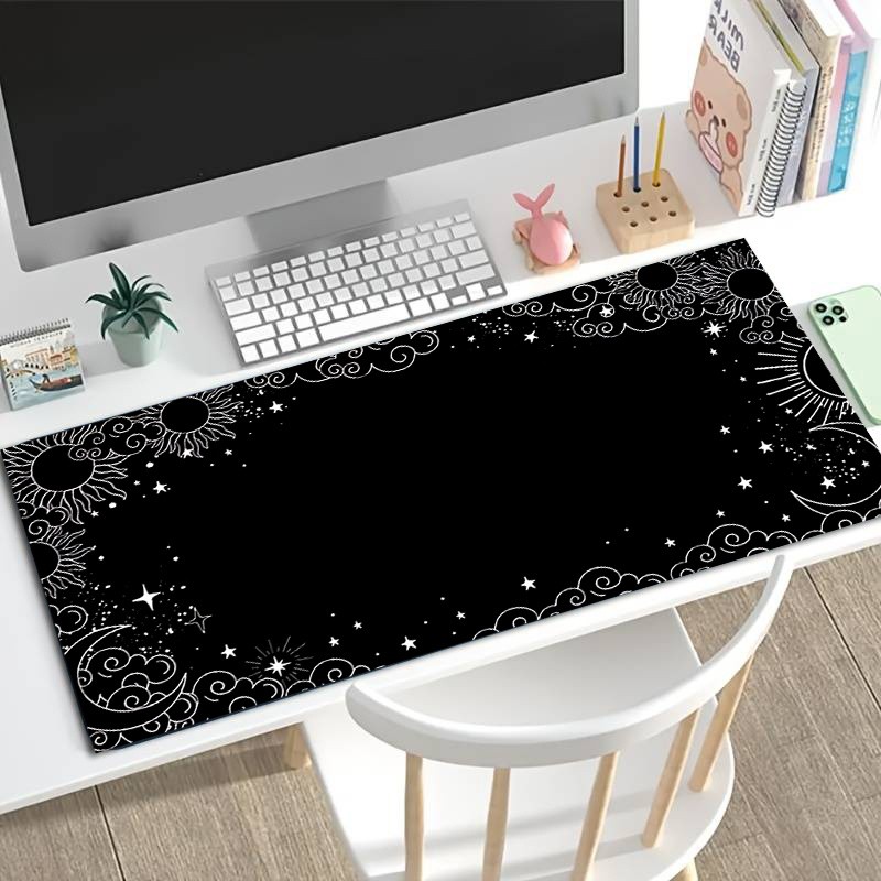 1pc Diatom Mud Extra Large Mouse Pad | Card Game Mat, Black Background with Wh