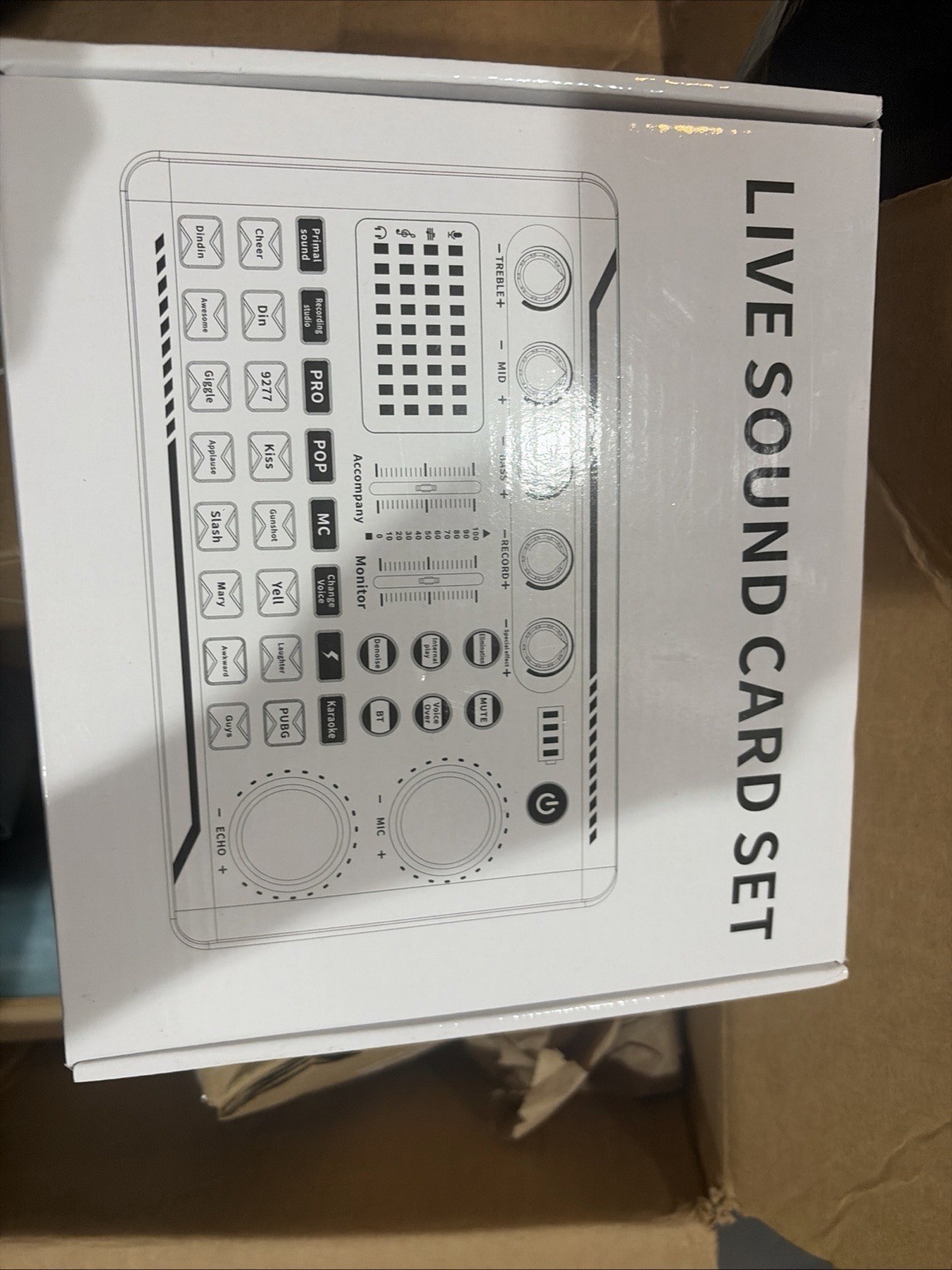 Live Sound Card Set External Box USB 2 Channels with Microphone 3.5mm Ports