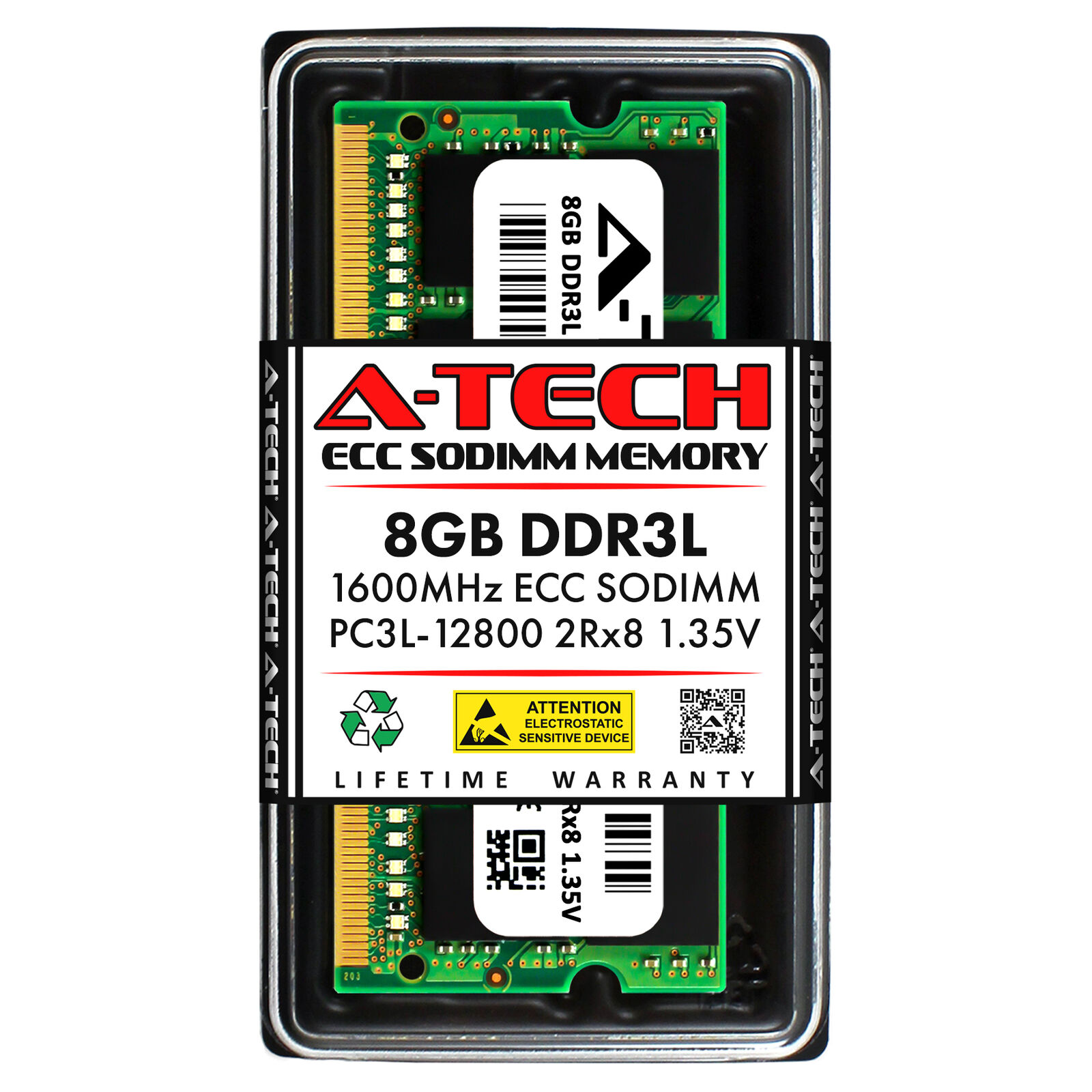 A-Tech 8GB PC3-12800 ECC SODIMM DDR3 1600 MHz 1.35V Unbuffered Server Memory RAM