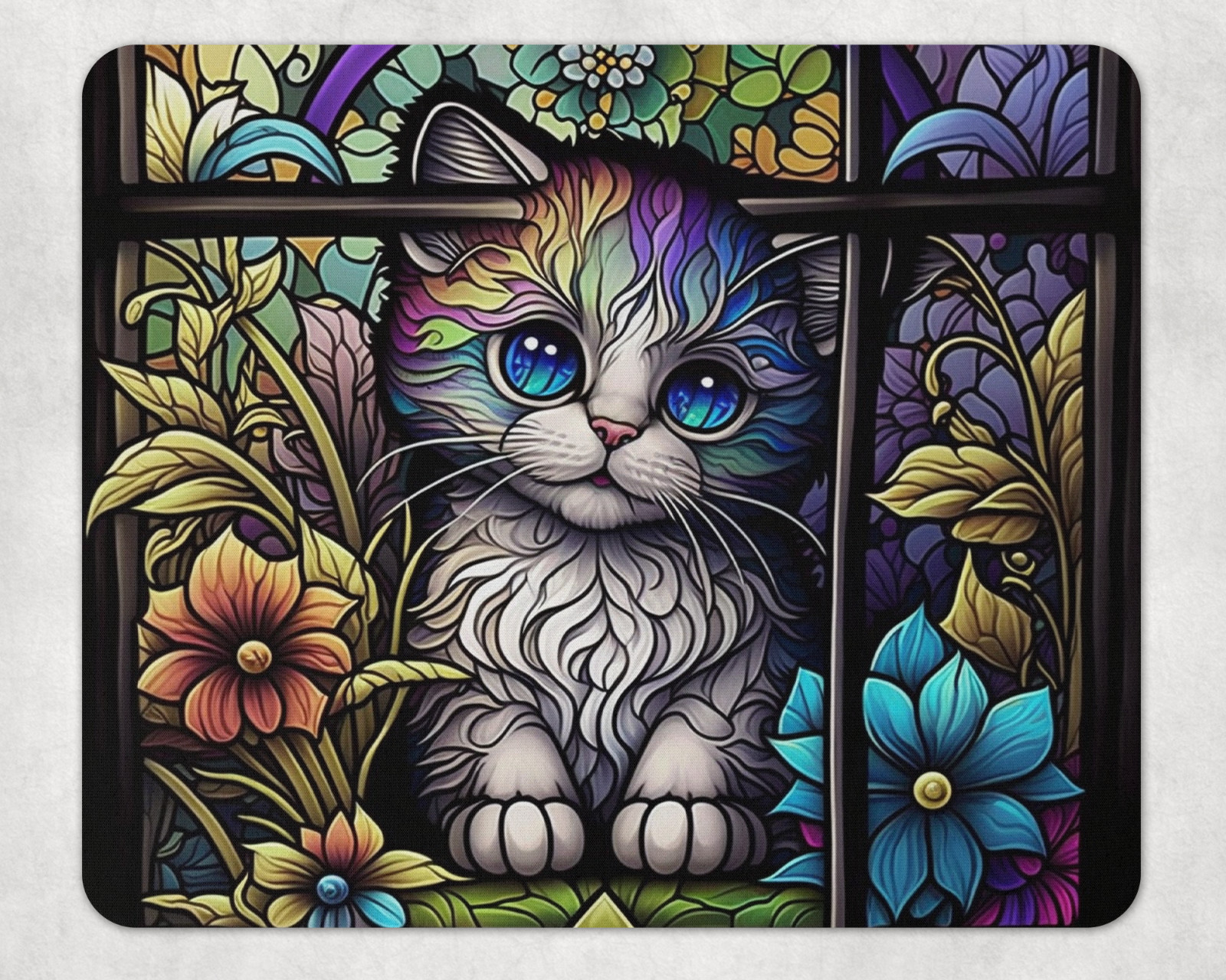 Stained Glass Look Cute Animal Mouse Pads (3 Styles)