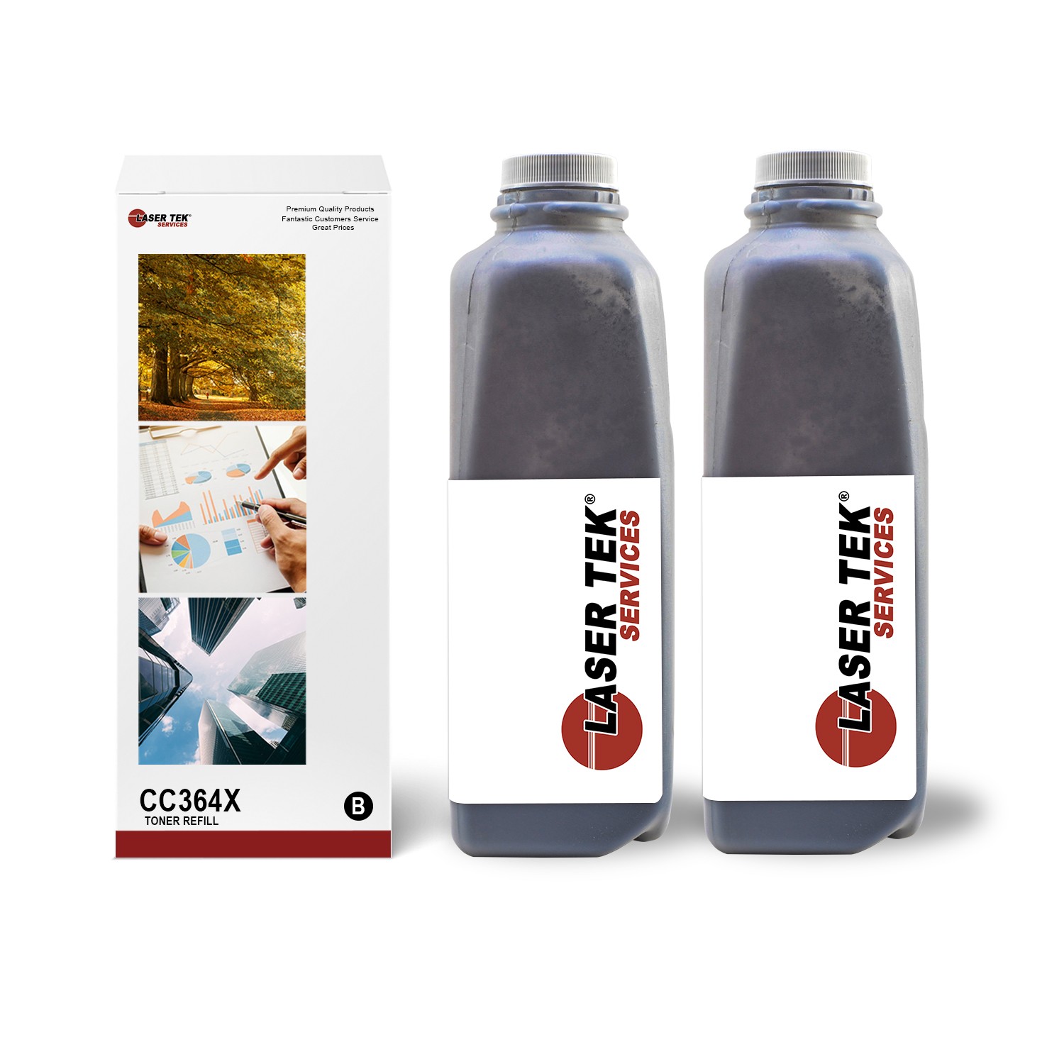 2Pk LTS 64X CC364X Black Toner Refill Kit Compatible for HP LaserJet P4015dn