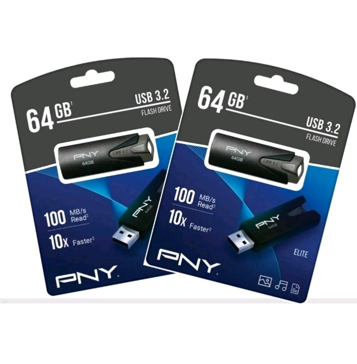 PNY 64 GB  Elite USB 3.2 100MB/s Flash Drive  LOT OF ( 2 NEW