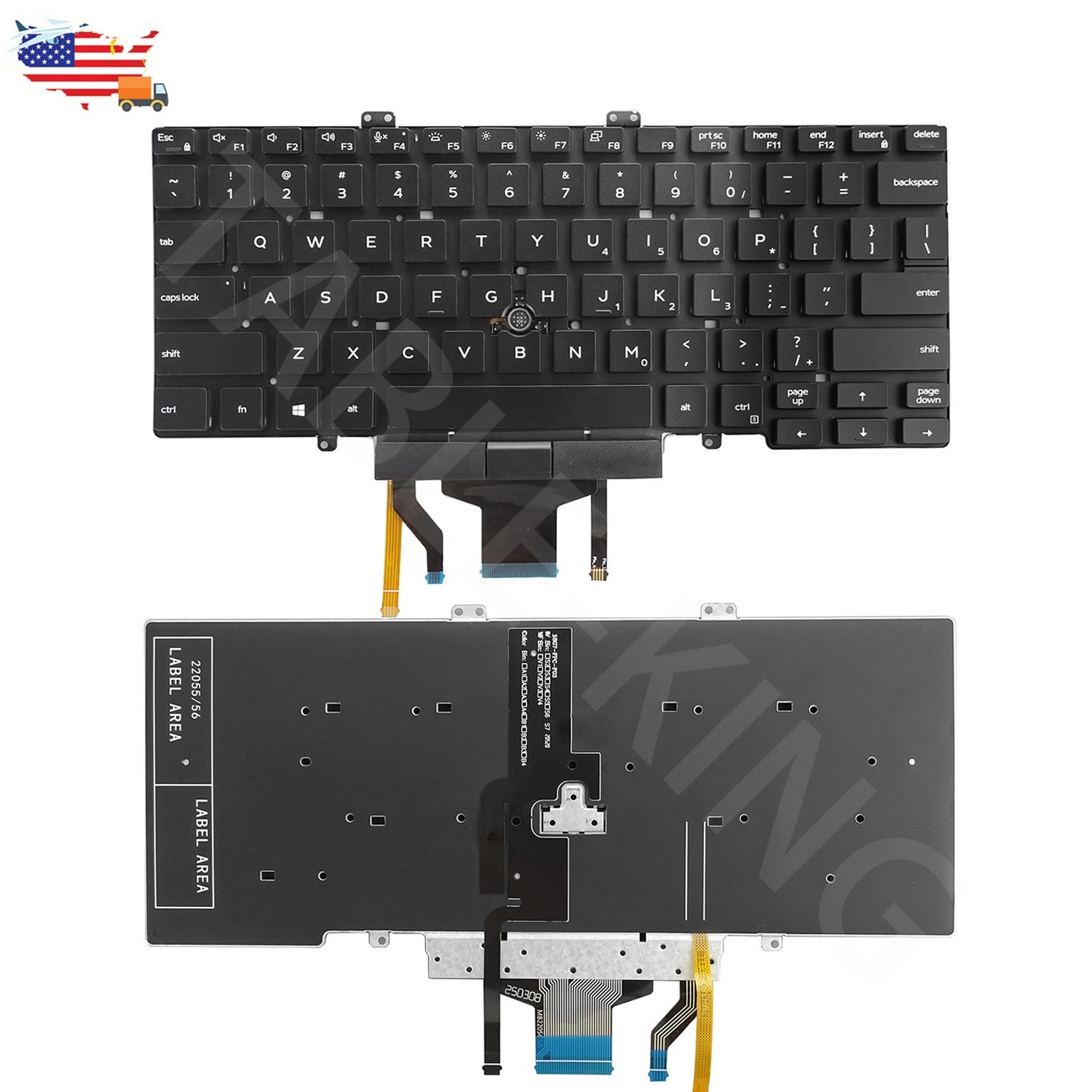 US Series Backlit Keyboard For Dell Latitude 5400 5401 5410 5411 3J9FC (W/ L&R )