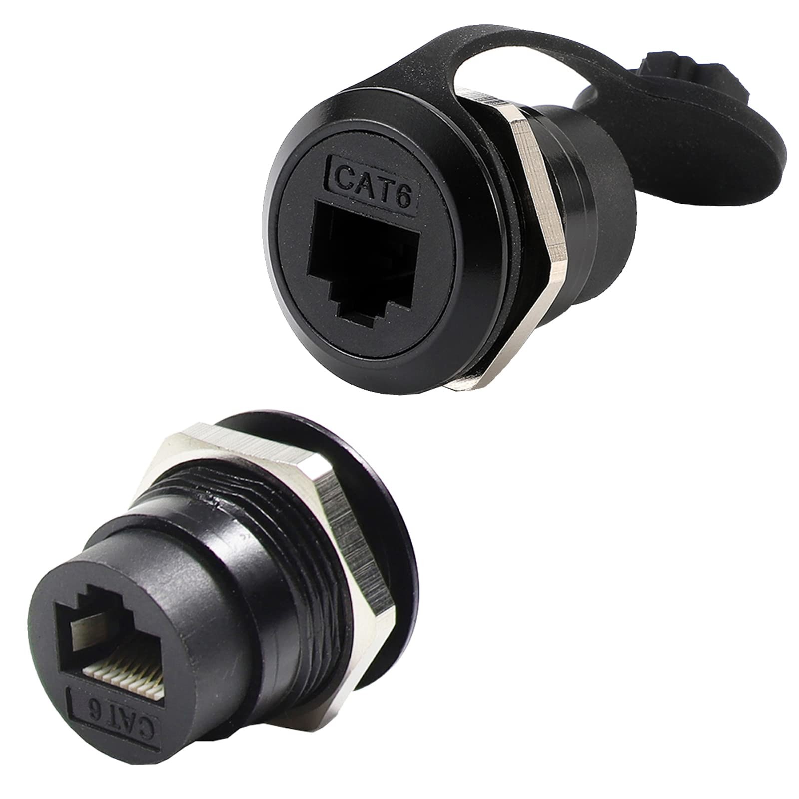 PENGLIN 2Pack RJ45 Panel Mount Coupler, Ethernet LAN Pass 2PCS CAT6, BLACK