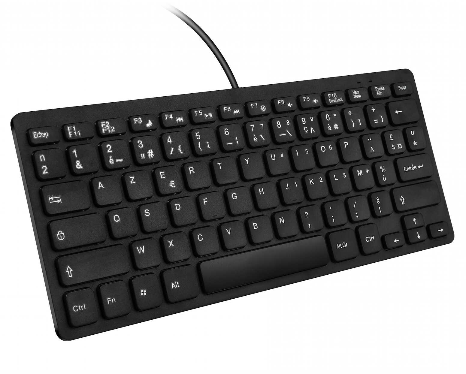 French/English Language 78 Keys Slim Lightweight Portable Wired USB Keyboard