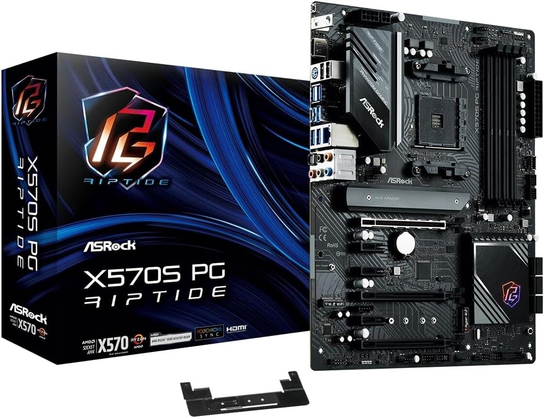 ASRock X570 S PG Riptide AM4 AMD ATX Motherboard DDR4 PCIE4.0 M.2 AMD RYZEN 5000