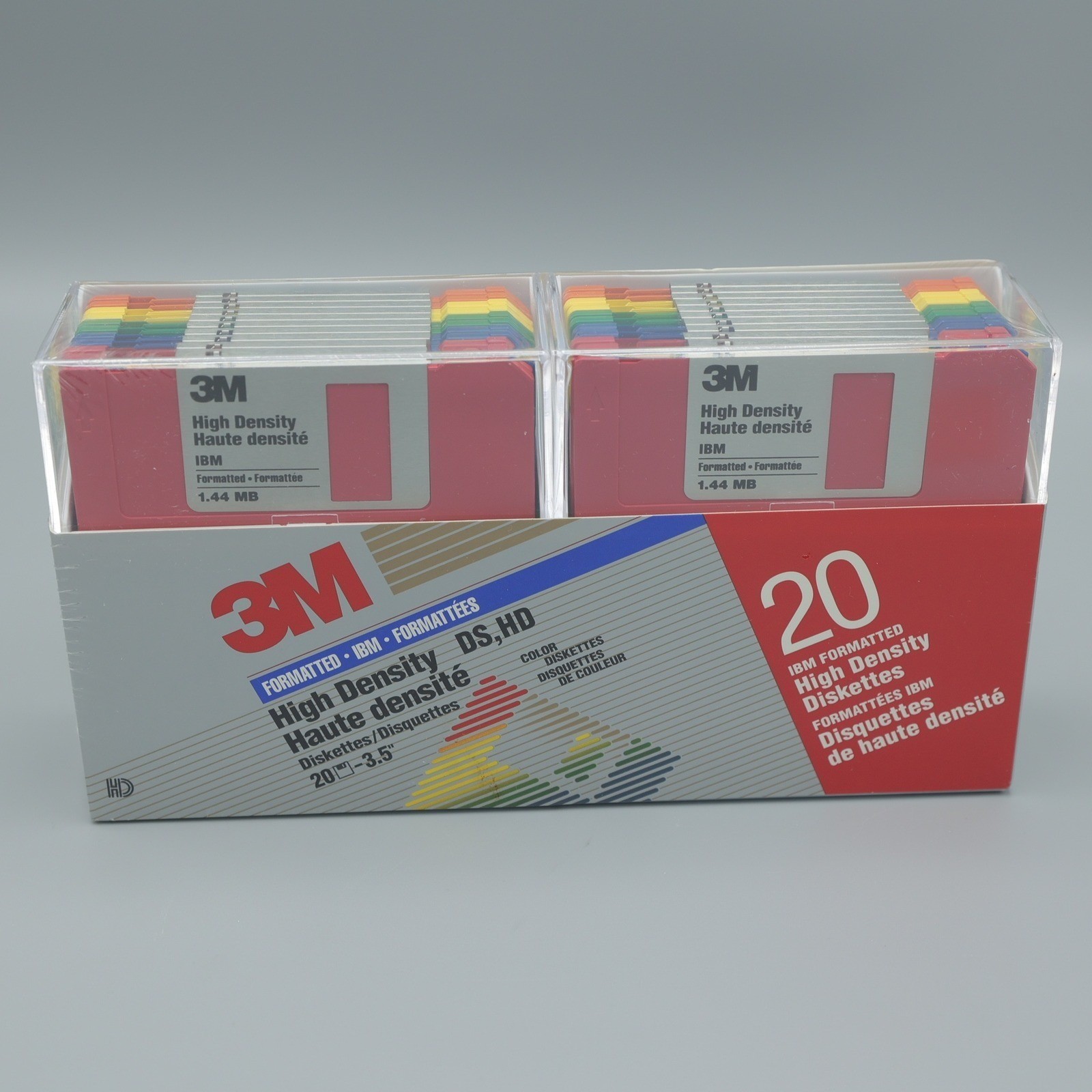 3M 3.5 Floppy Disks 20 Pack High Density 1.44MB IBM Formatted Rainbow New