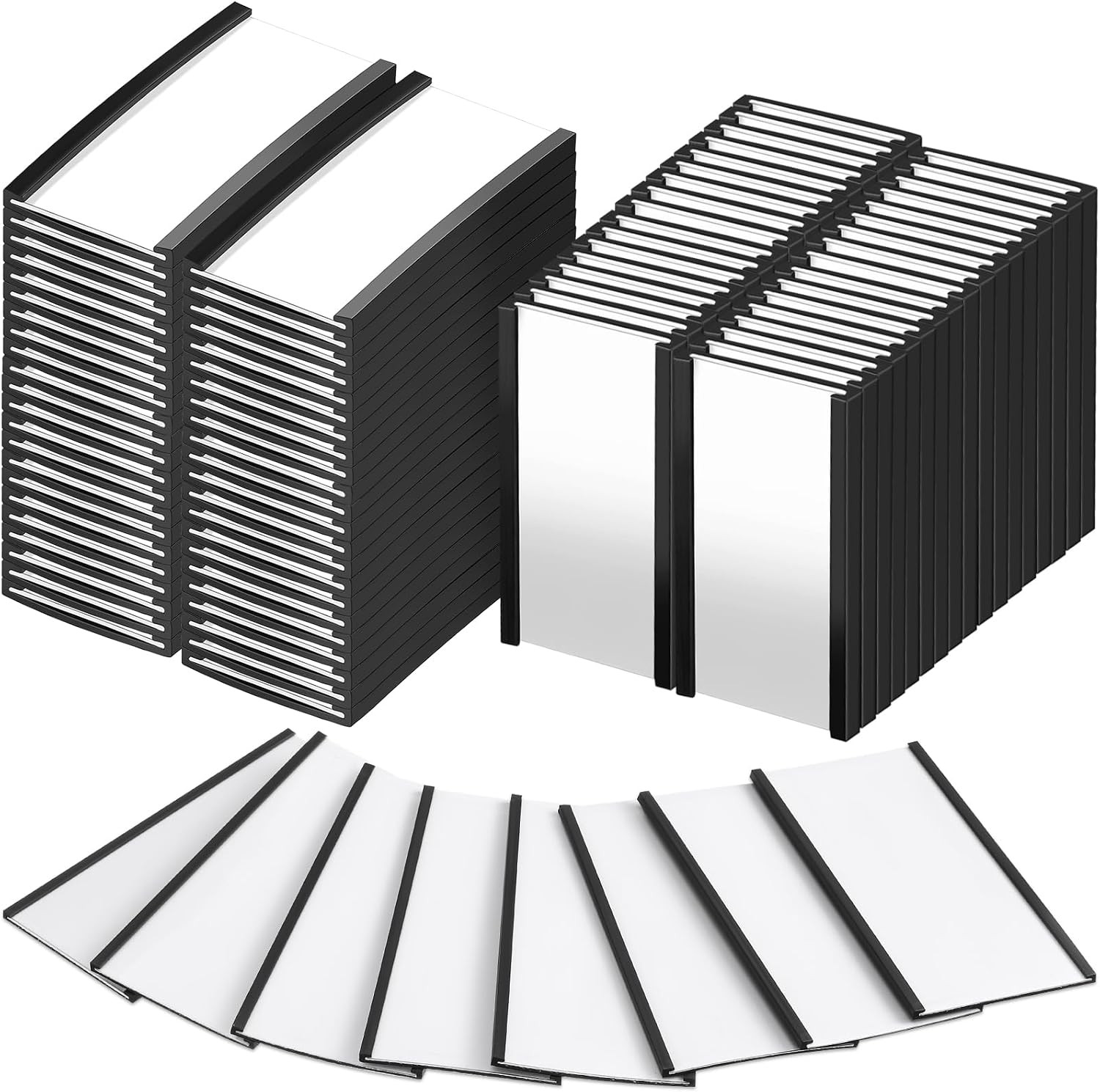 Gueevin 200 Pcs Magnetic Label Holders Bulk 4" X 2" C Channel Label Holder Magne