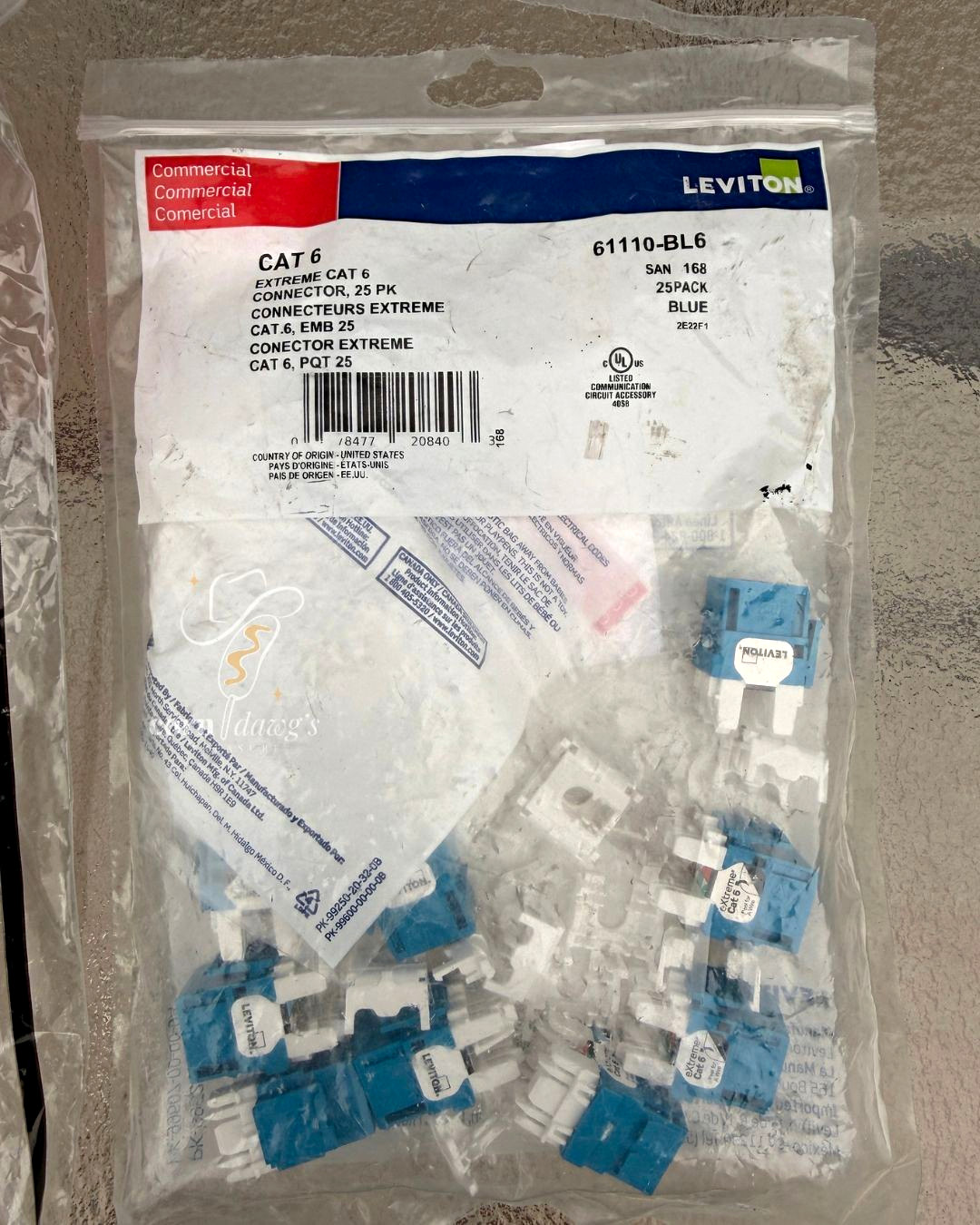 Leviton 61110-BL6 eXtreme Cat6 QuickPort Keystone Jacks Blue - Lot of 9 +12 Caps