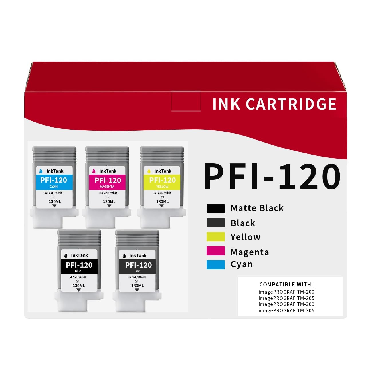 ** NEW Canon Ink | PFI-120 / PFI120 | (2) Black / (3) Color | Compatible |5 Pack