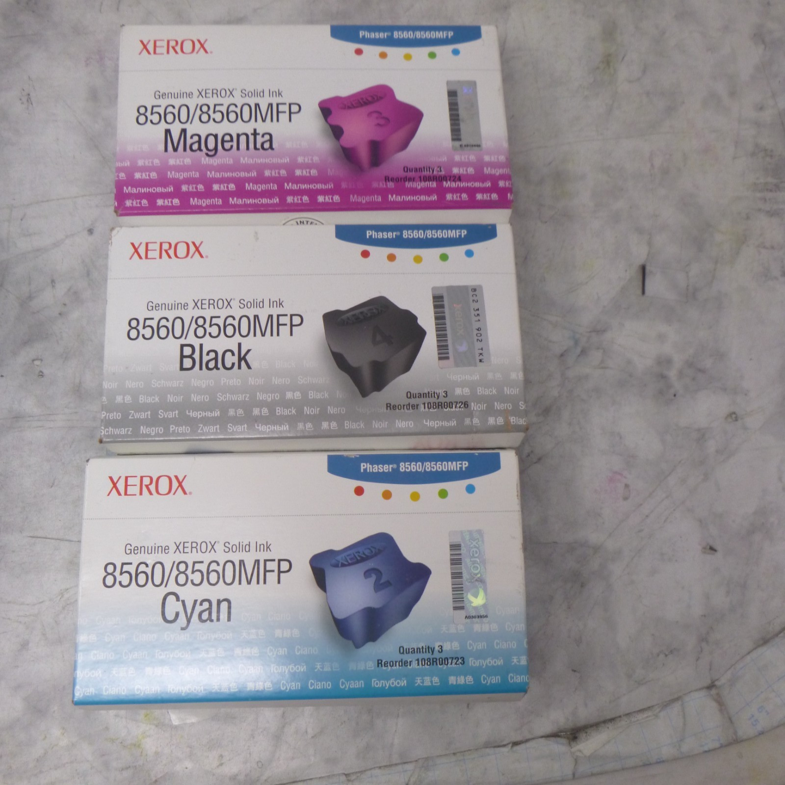 Genuine Xerox 8560 ink 108R00726 108R00724 108R00723 New Sealed