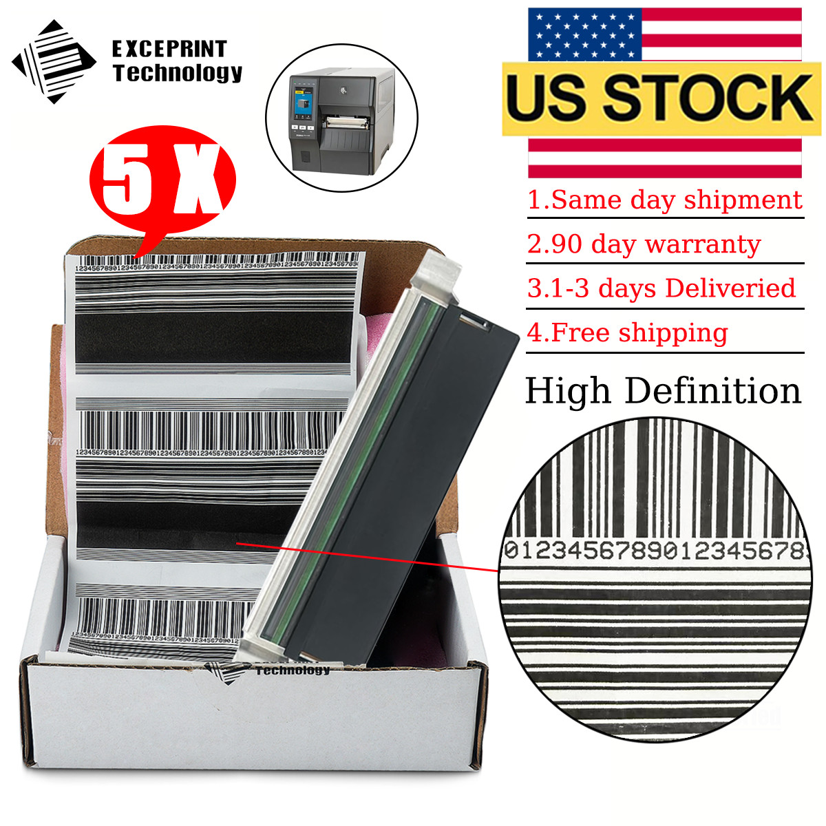 ✅ 5pcs Printhead for Zebra ZT231 ZT211 ZT111 Printer 203dpi P1123335-012 USA ✅