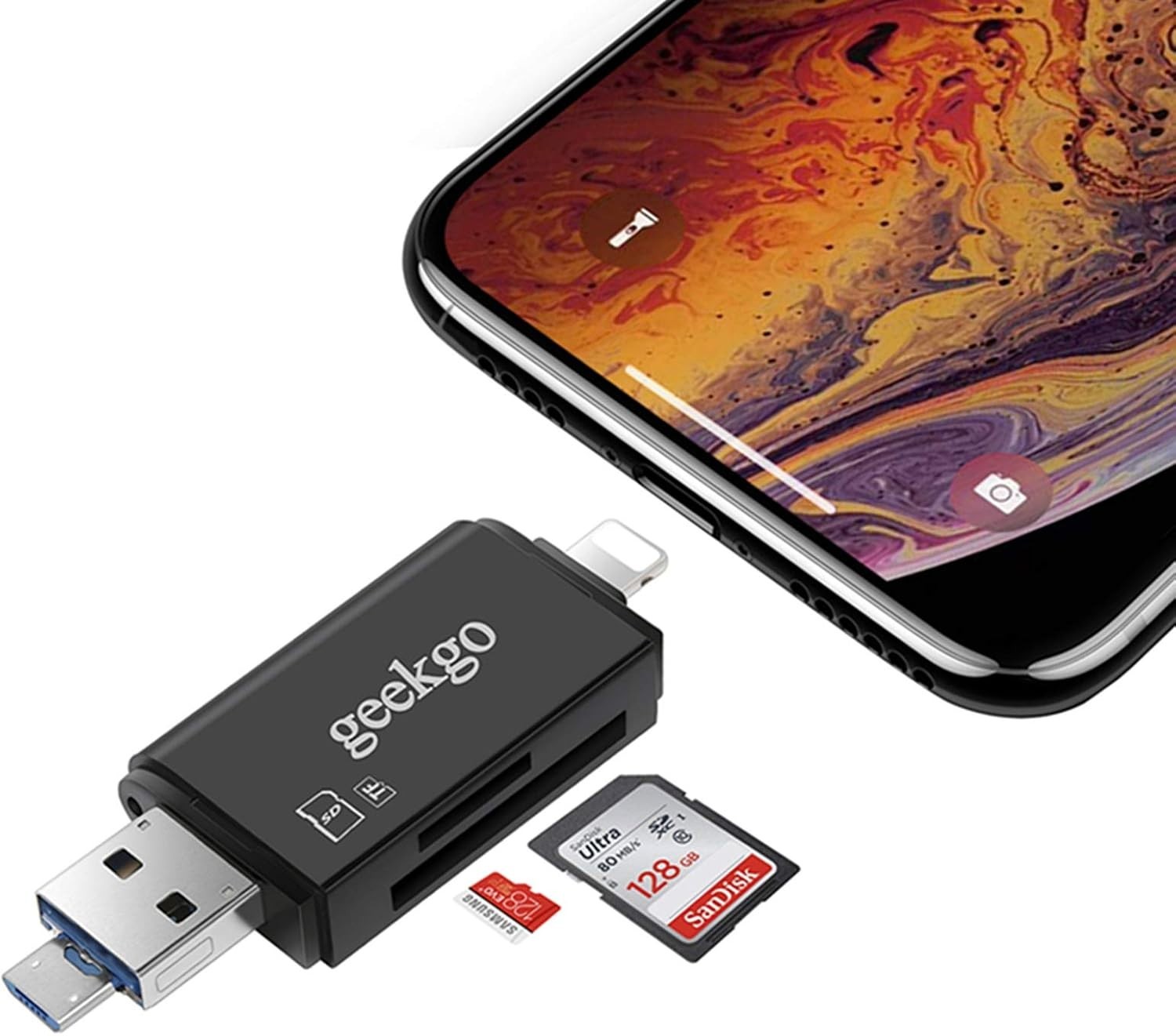 geekgo SD Card Reader,Micro SD TF USB Memory Card Reader Trail Game Camera Adapt