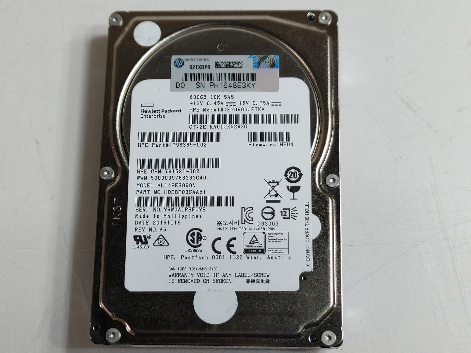 Toshiba HP AL14SEB060N Enterprise Performance HDD 600GB 2.5" SAS 3 Enterprise