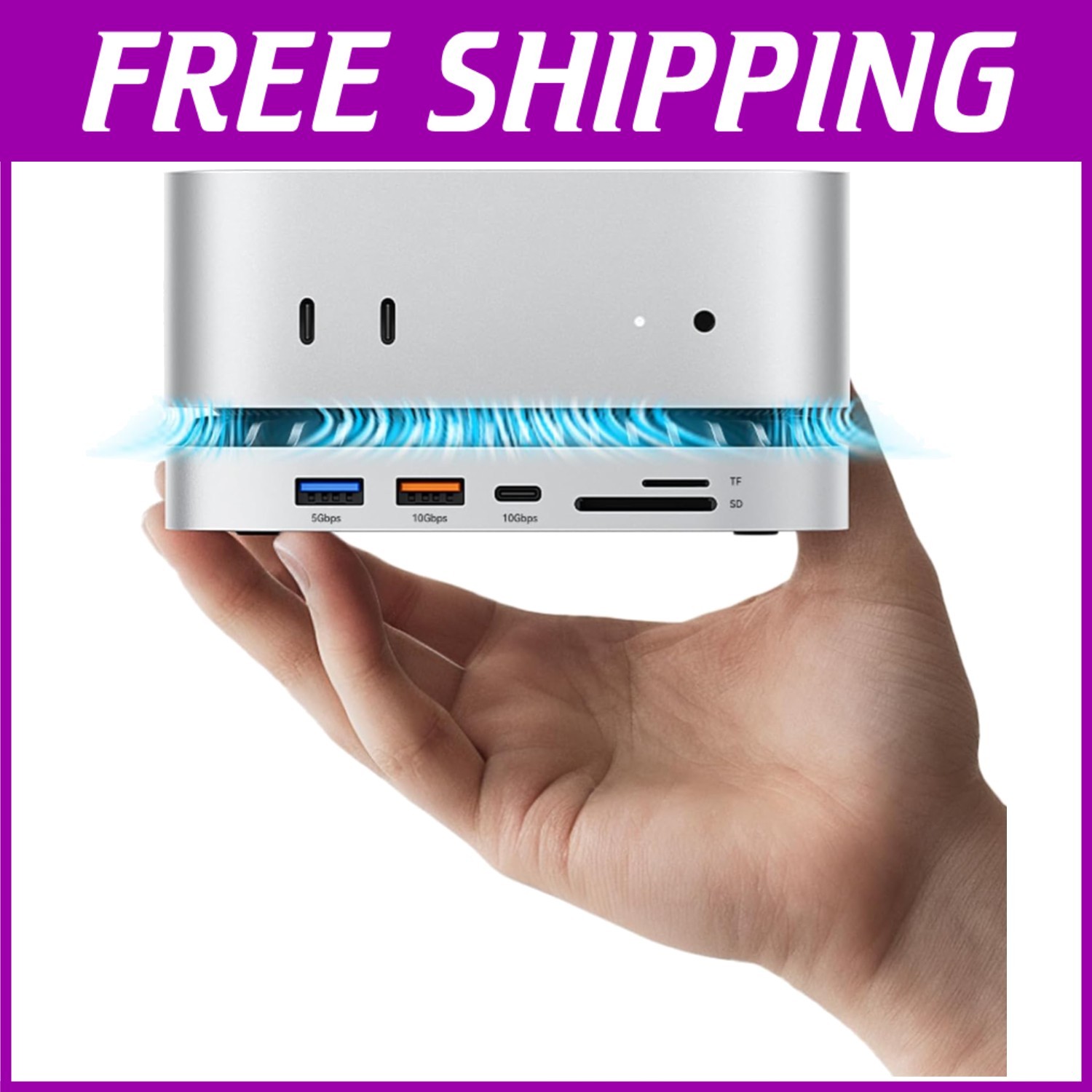 Sleek Silver Docking Station for Mac Mini M4